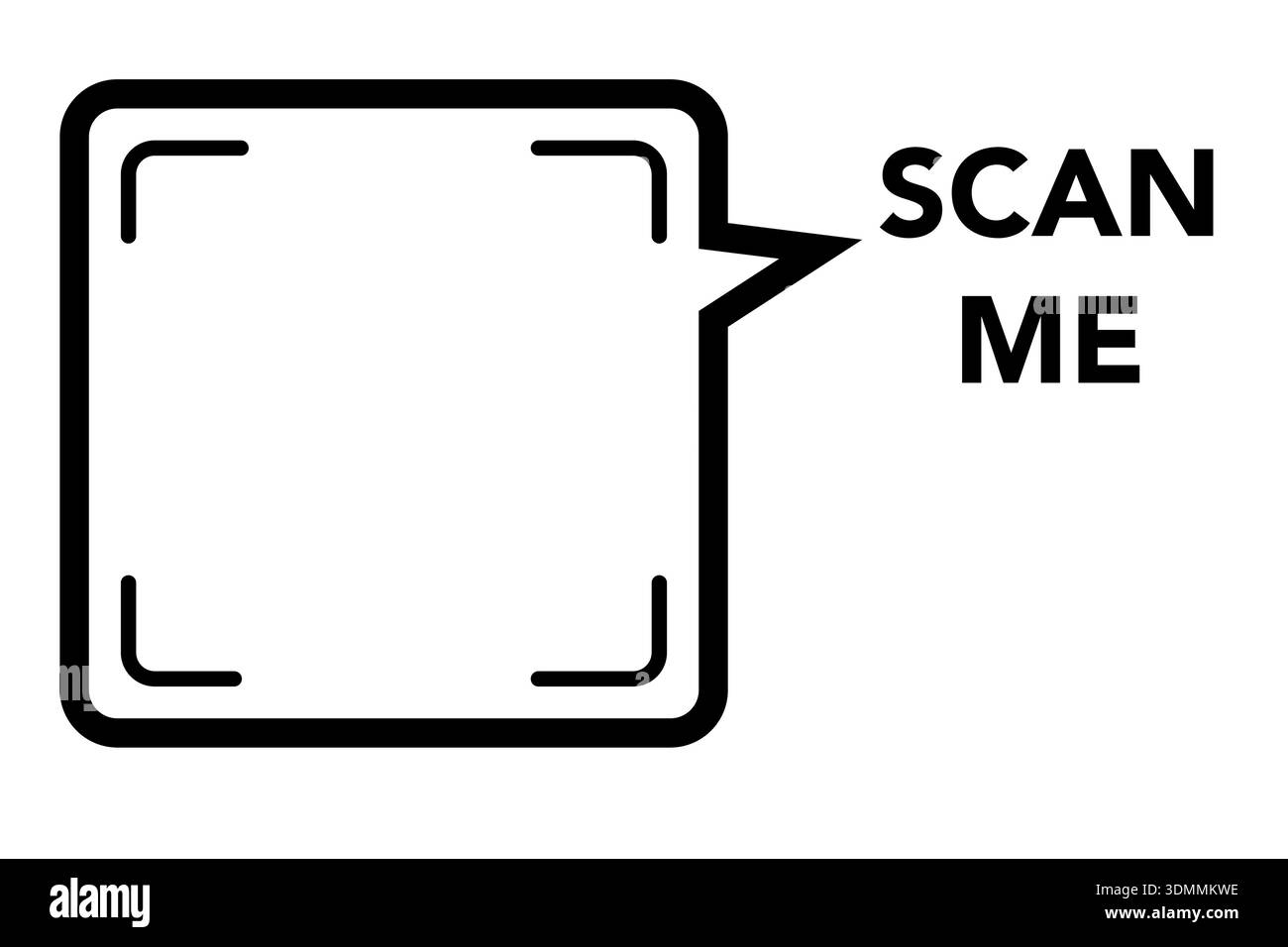 Scan me icon. Scan me frame with arrows and black square border ...
