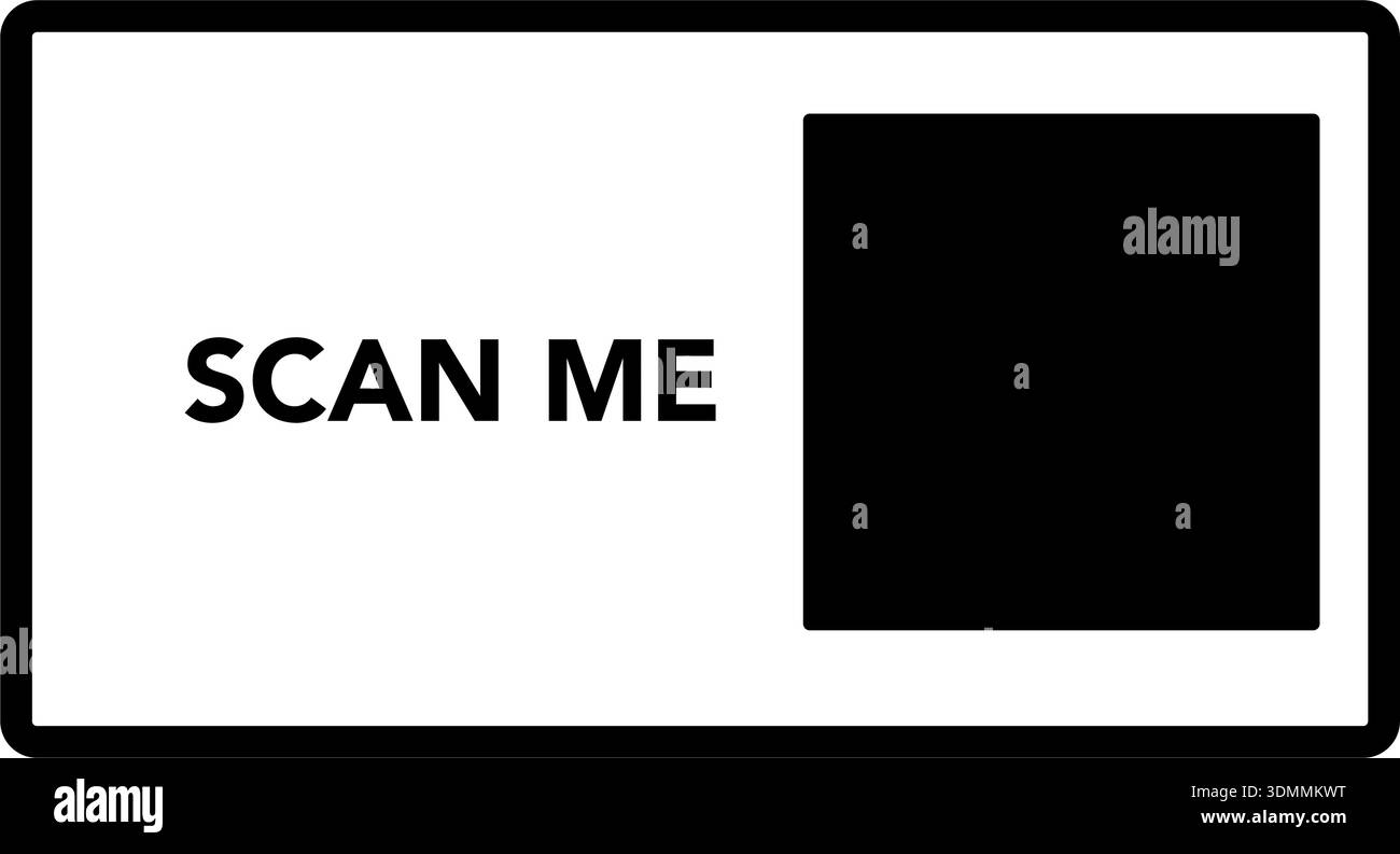 Scan me icon. Scan me frame with arrows and black square border ...