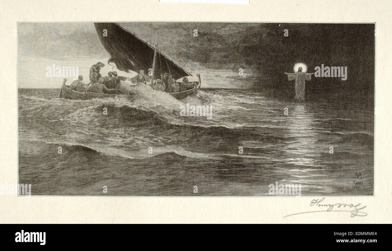 Jesus appearing to his disciples on the Sea of Galilee / JSvC monogram ...