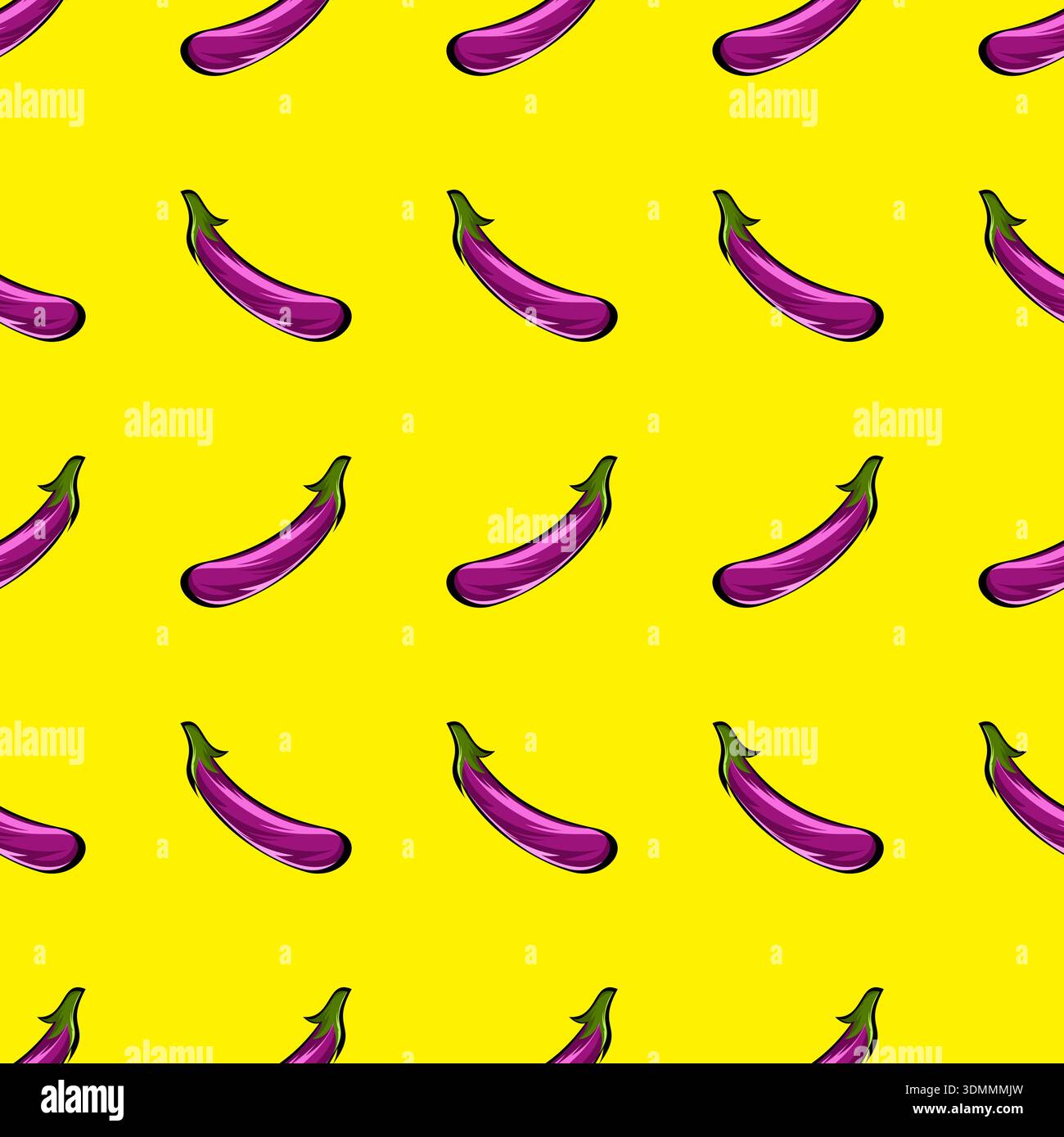 Purple Eggplant Seamless Pattern Vector Illustration Stock Vector