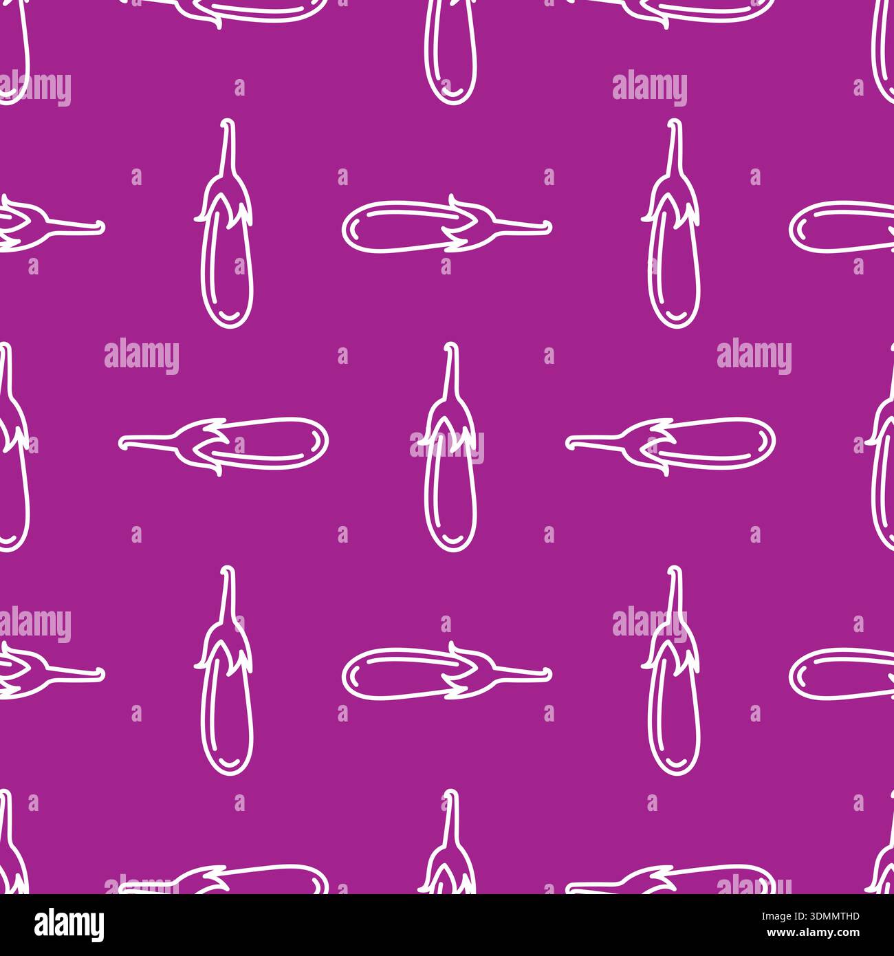 Eggplant Line Seamless Pattern Background Vector Stock Vector