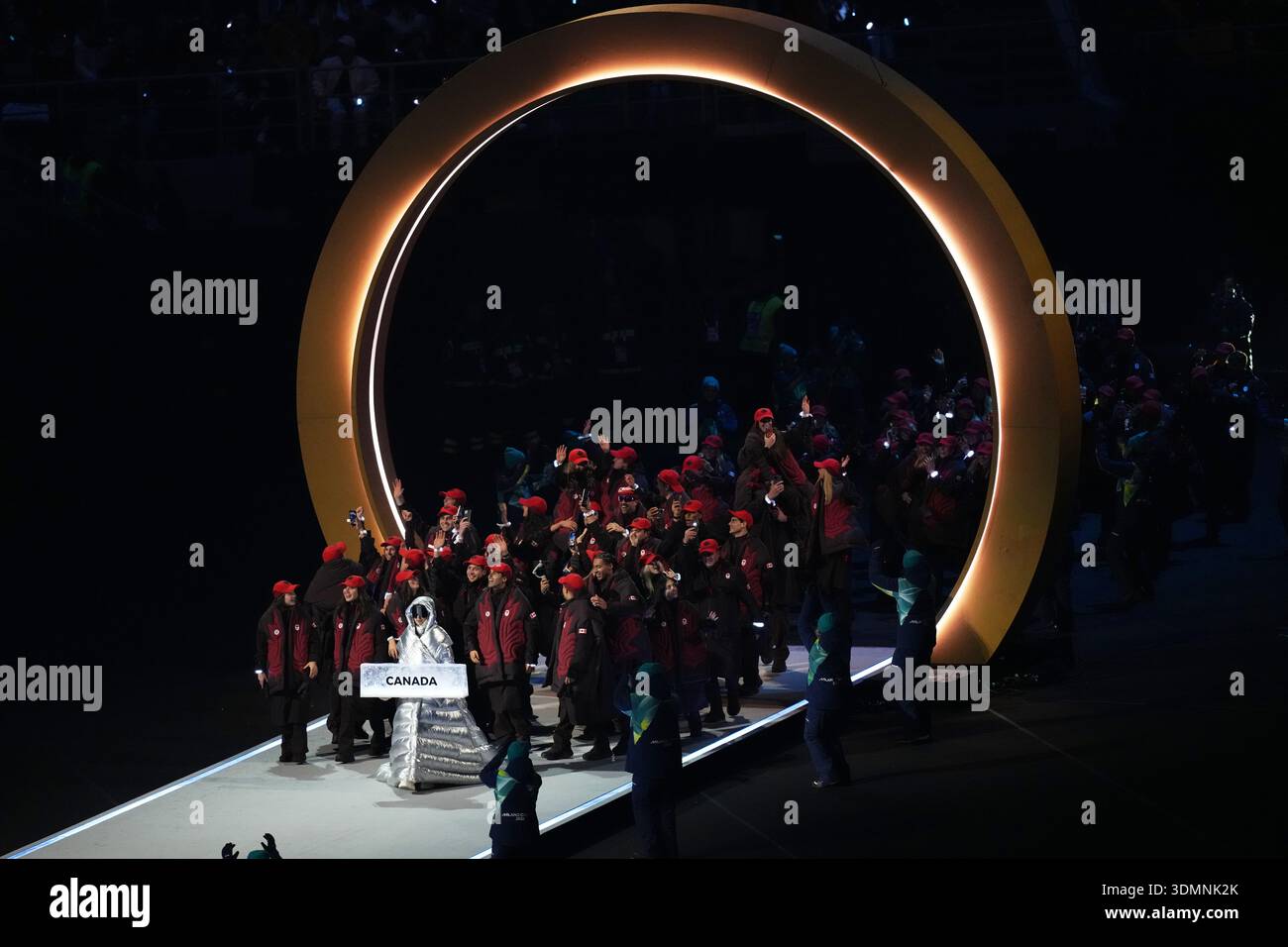 Team Canada during the Olympic opening ceremony at the 2026 Winter ...