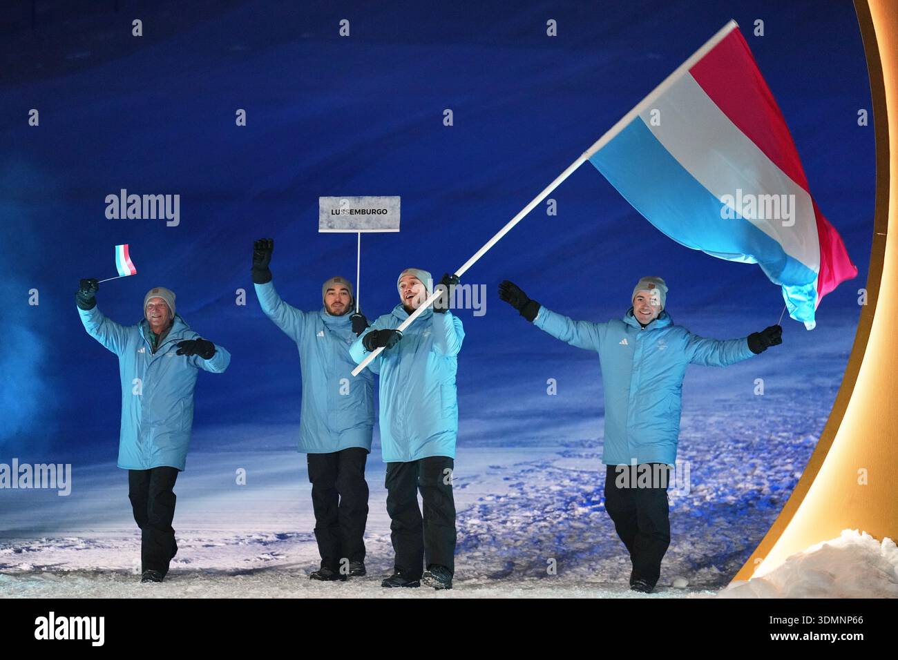 Osch Picture Matthieu Osch, flag bearer of Luxembourg walks during the Olympic ...