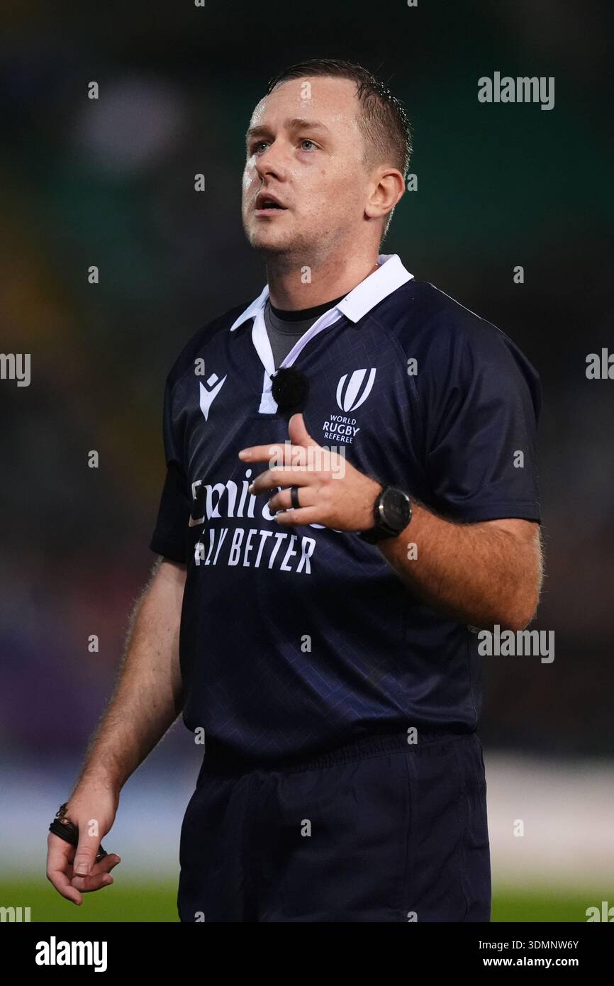 Luke Rogan Rugby Referee Referee Luke Rogan during the Under-20 Men's Six Nations match at cinch ...