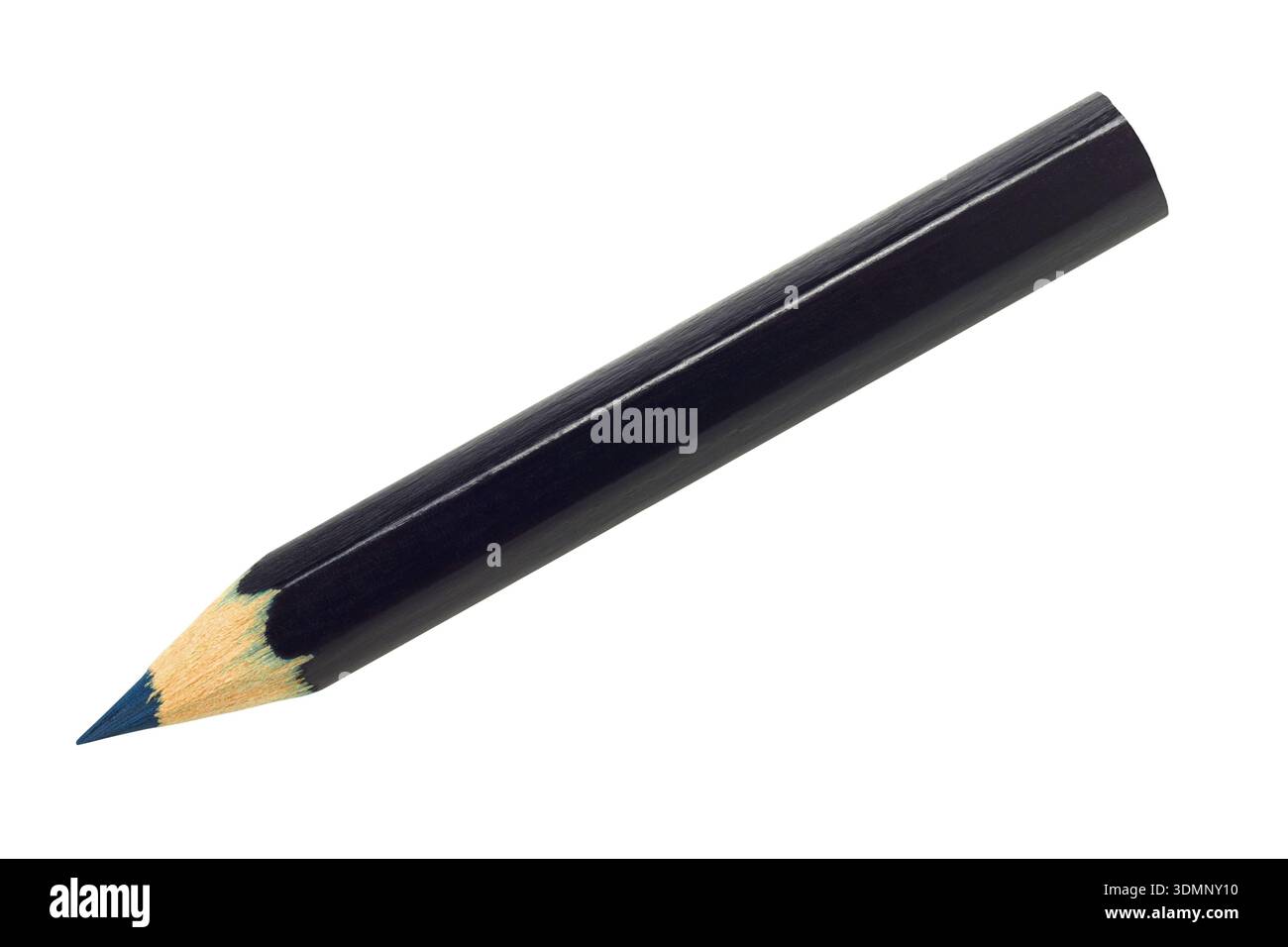 Short and thick dark green pencil isolated on white background Stock Photo