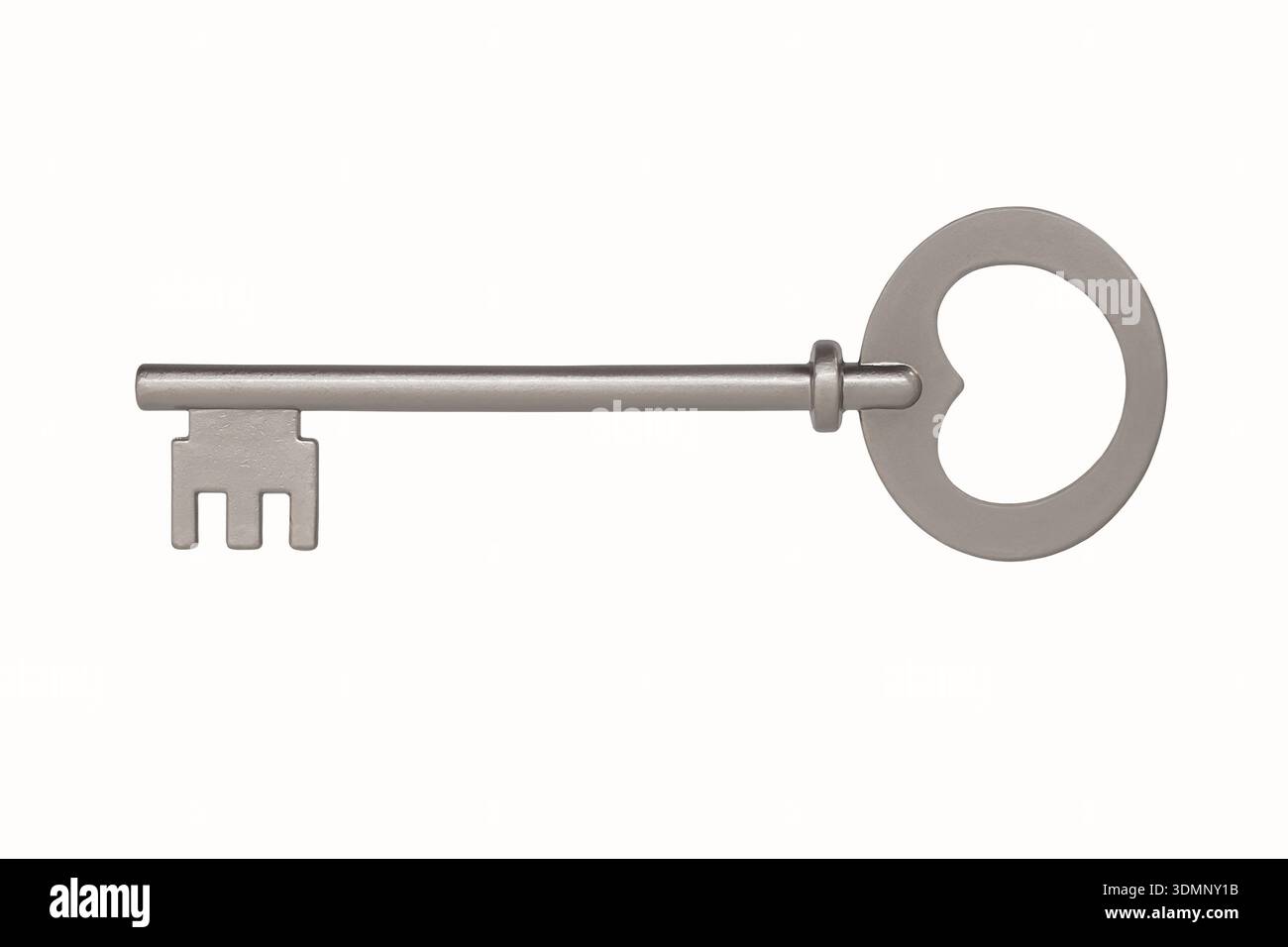 Silver key isolated on white background Stock Photo