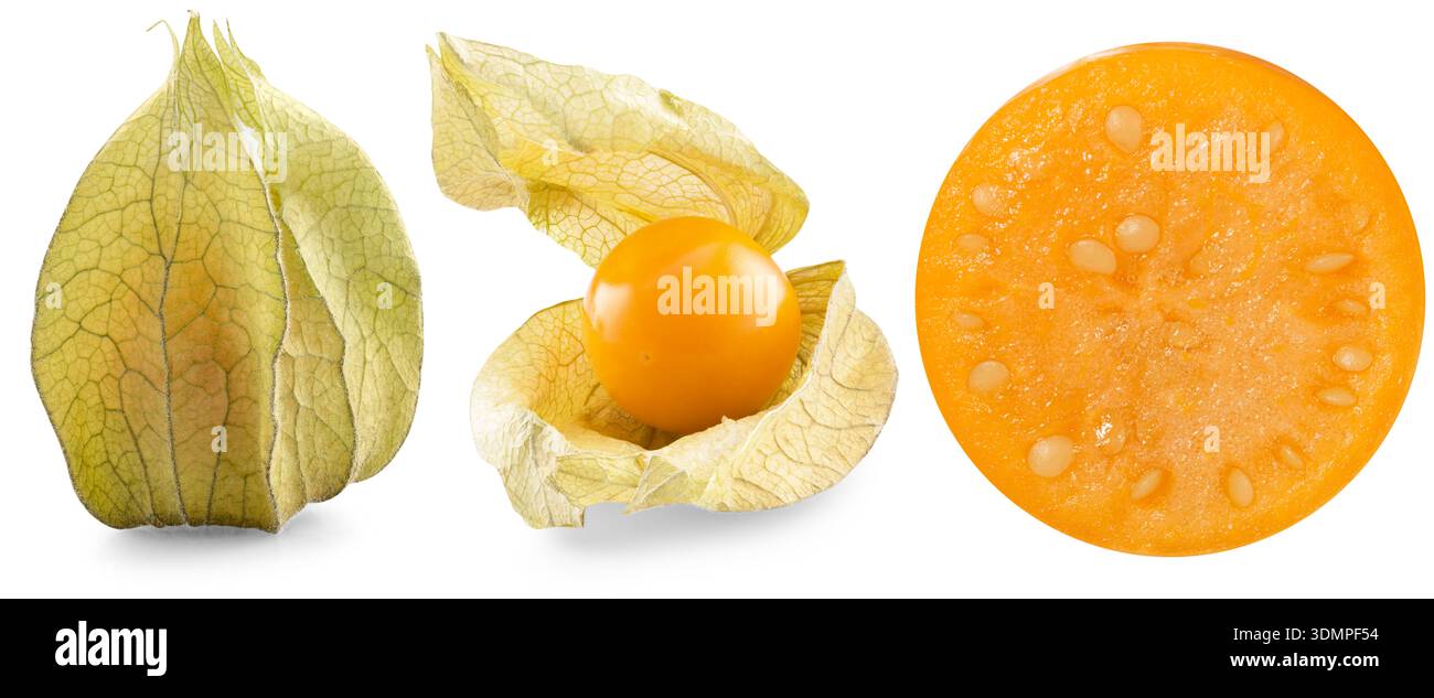 Cape gooseberry (physalis) isolated on white background. Clipping Path Stock Photo