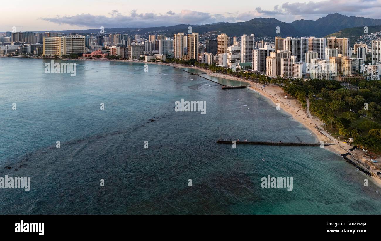 Aerial view showcases waikiki hi-res stock photography and images - Alamy