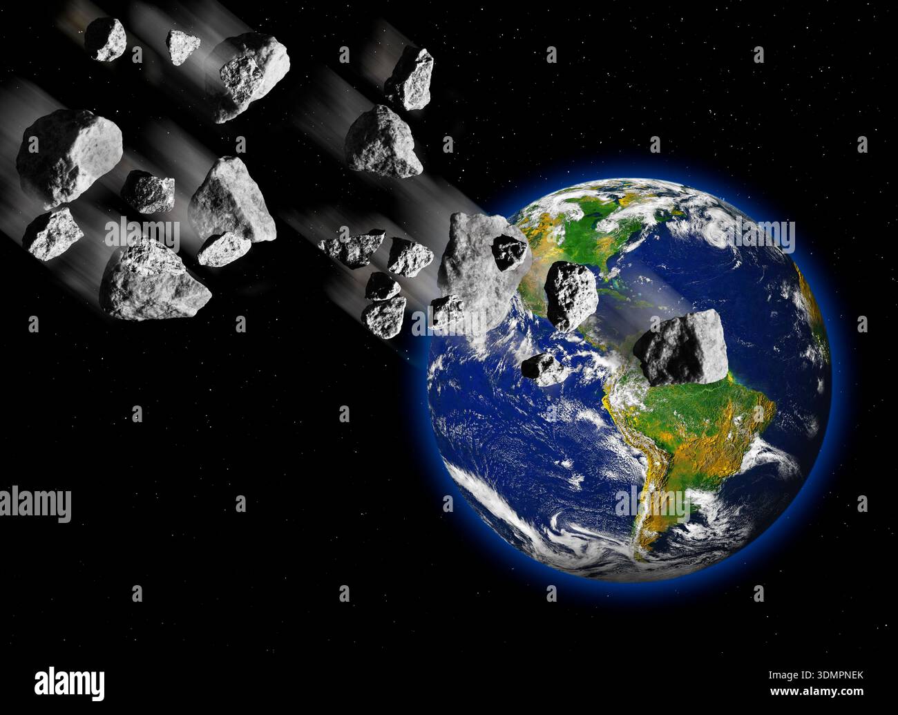 Apporaching Image Illustration of meteors approaching Earth Stock Photo - Alamy