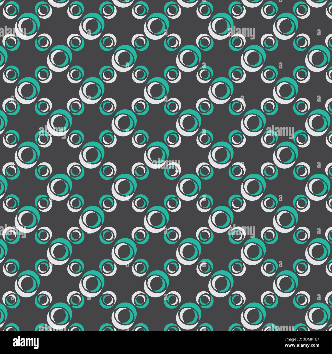 Seamless Teal Concentric Circle Pattern - 3D Optical Illusion Geometric Background Vector Stock Vector