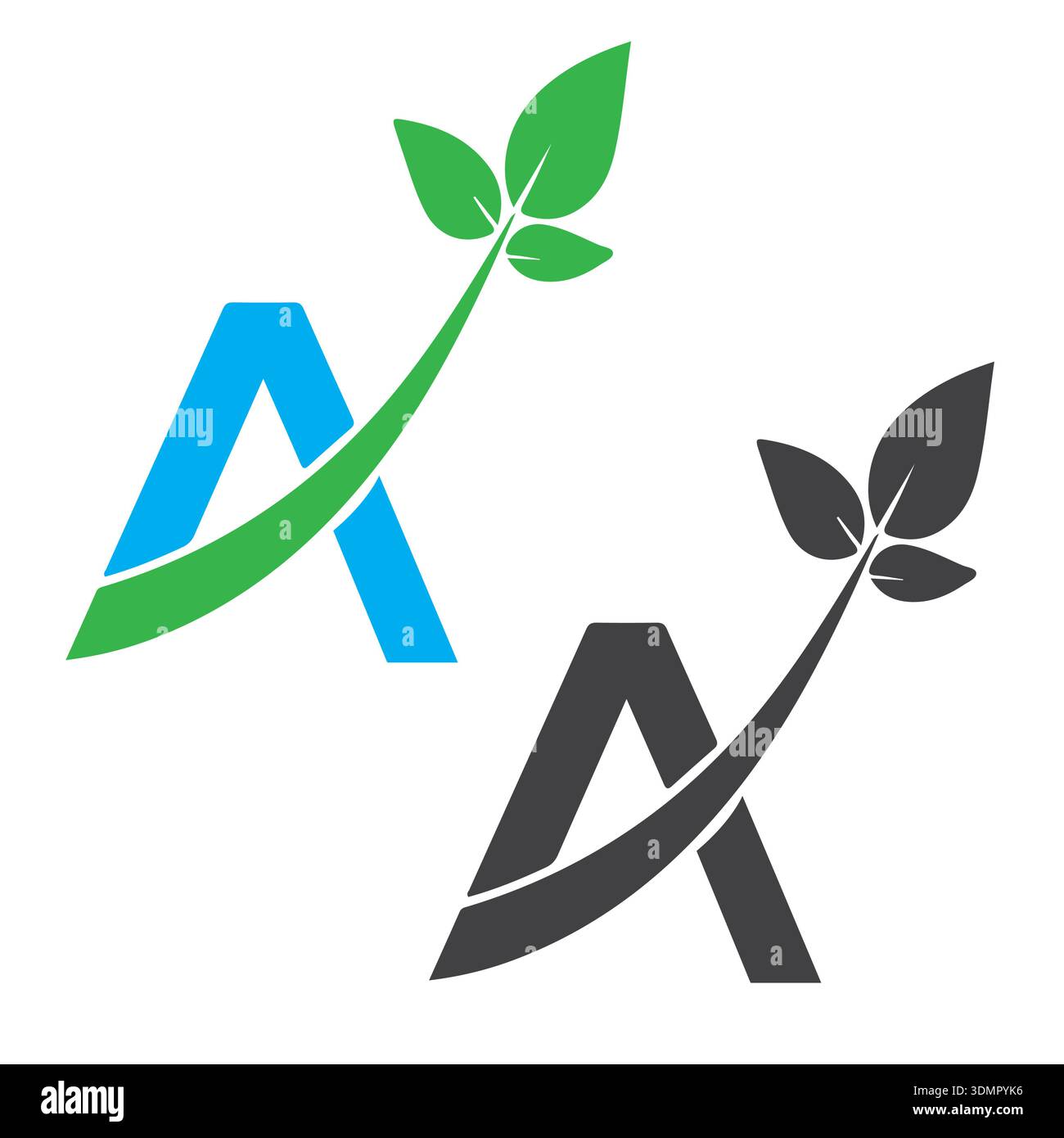 Initial Letter A Logo design with leaves. Pro Vector Stock Vector