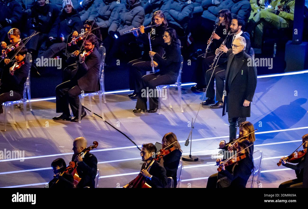 2026 Milan Cortina Winter Olympics Opening Ceremony Hi Res Stock Milan Andrea Bocelli The Opening Ceremony Of The 2026 Winter Olympics At The San Siro Stadium Opening Ceremony Of The 2026 Winter Olympics Milan Cortina Robin Utrecht Anp Netherlands Out Belgium Out 3DMR69A 