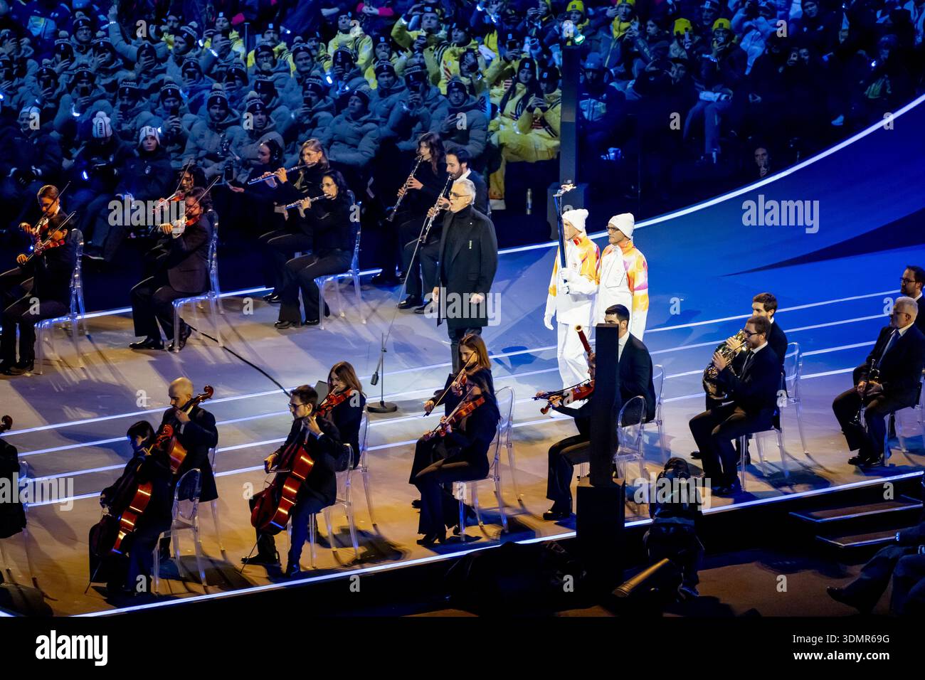2026 Milan Cortina Winter Olympics Opening Ceremony Hi Res Stock Milan Andrea Bocelli The Opening Ceremony Of The 2026 Winter Olympics At The San Siro Stadium Opening Ceremony Of The 2026 Winter Olympics Milan Cortina Robin Utrecht Anp Netherlands Out Belgium Out 3DMR69G 