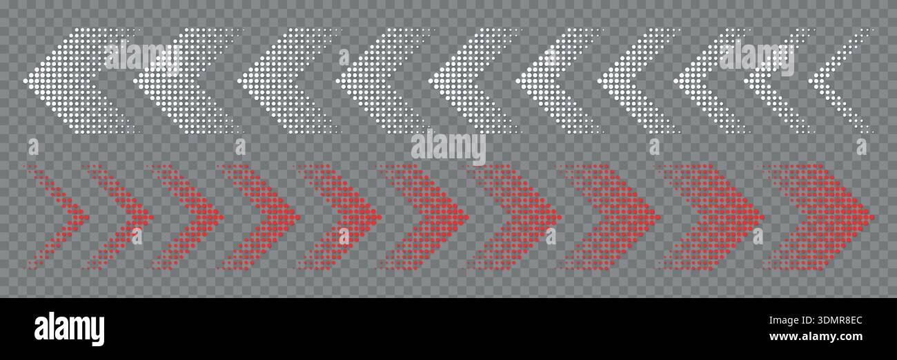 Halftone moving arrow representing speed, acceleration, fast vector illustration Stock Vector