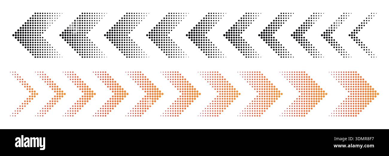 Halftone moving arrow representing speed, acceleration, fast vector illustration Stock Vector