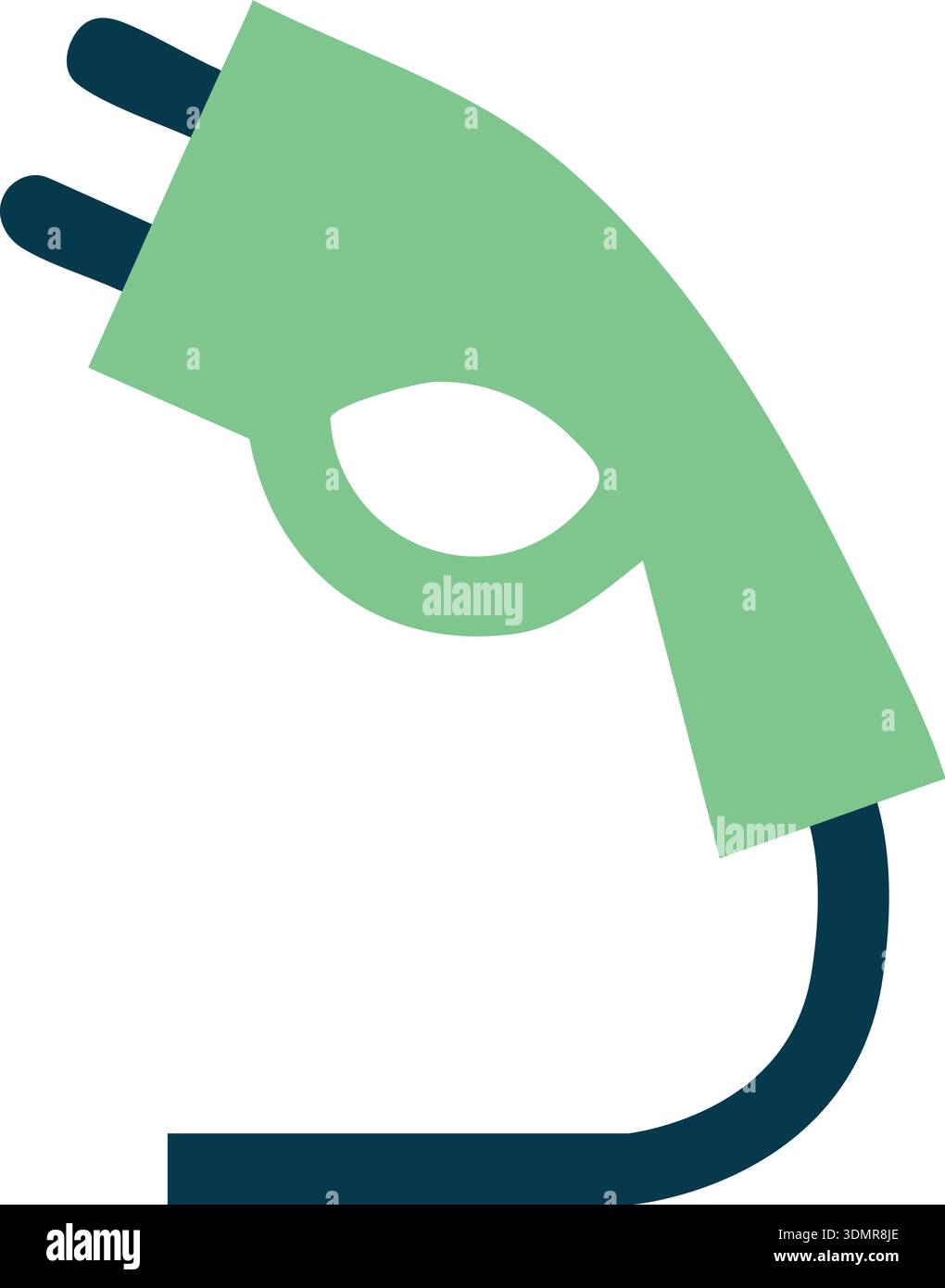 Flat illustration of a green microscope with eyepiece and stage in a simple lab icon style Stock Vector