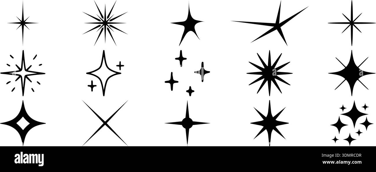 Abstract Sparkle Star Shapes Collection – Minimal Twinkle Burst Icons ...