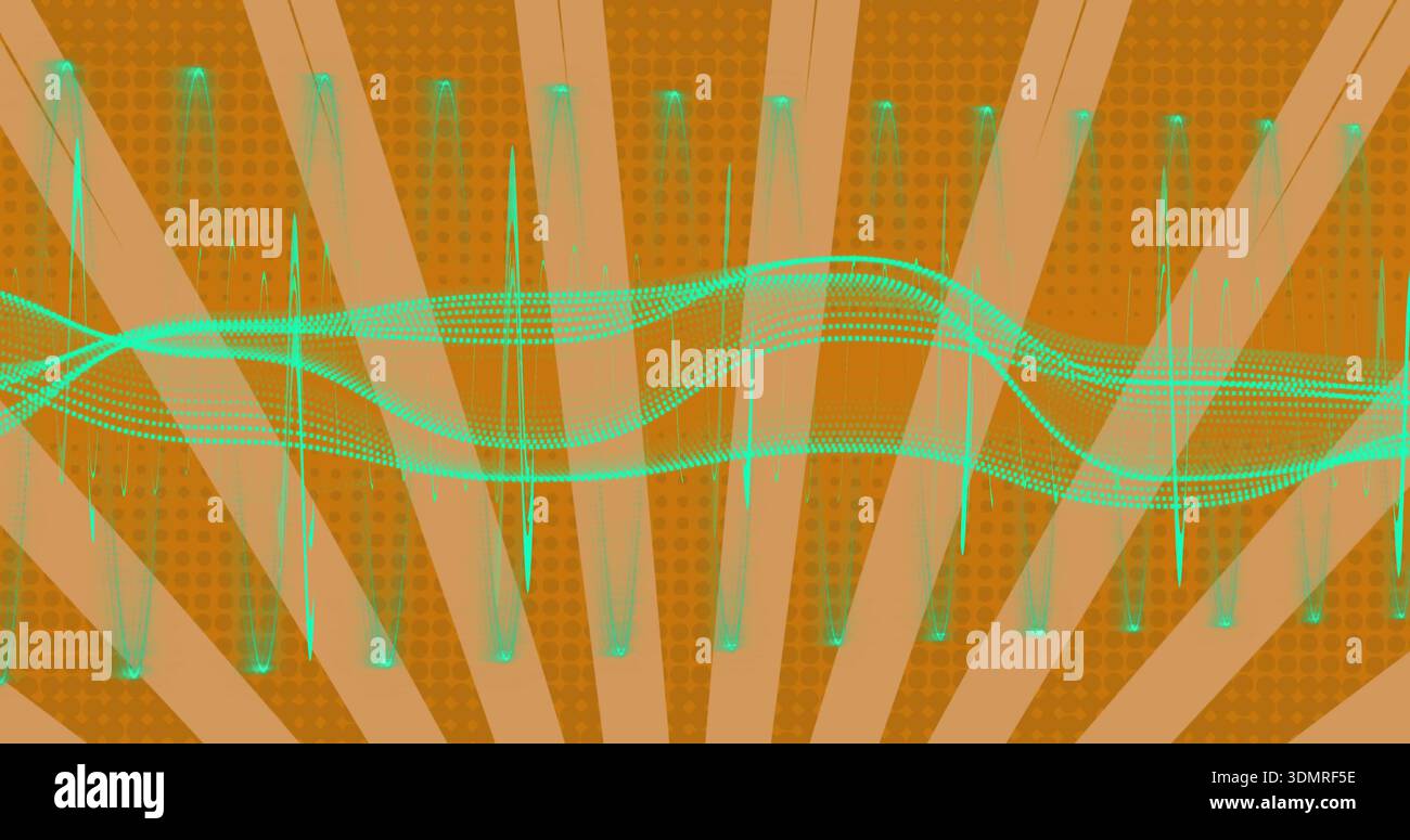 Layered Waveform Pulsing layered teal waveform flowing across digital canvas, with ...