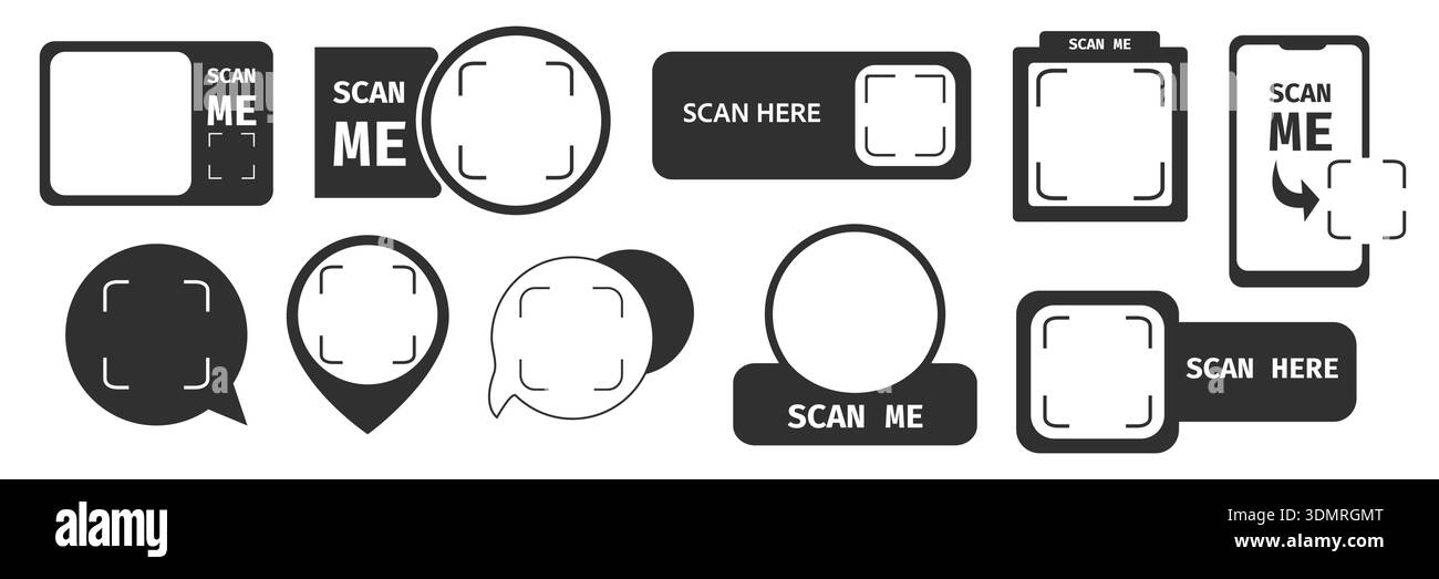 Qr scan code frame, template. QR code with inscription scan me with ...