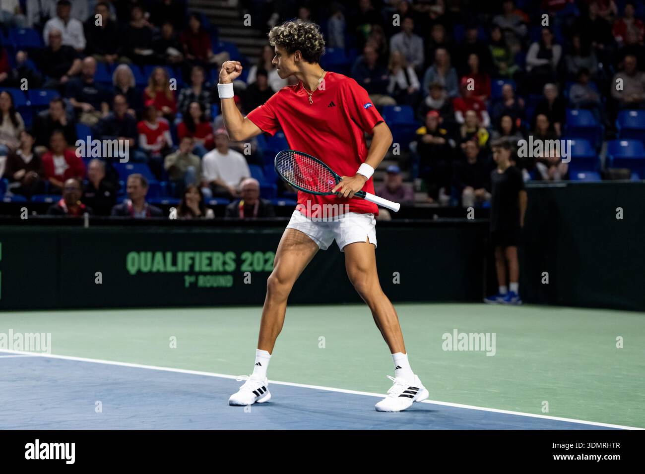 Canada's Gabriel Diallo celebrates winning a point against Brazil's ...