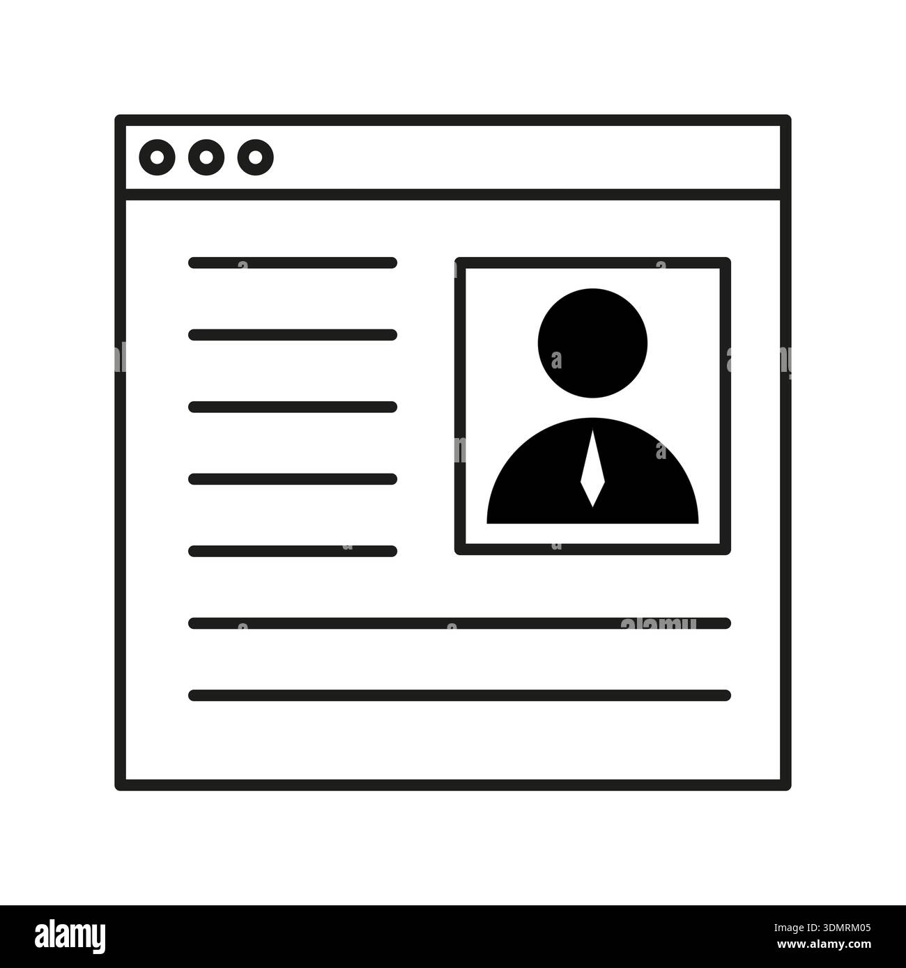 Web browser icon. User profile symbol. Internet account Vector. Digital interface element. EPS 10. Stock Vector