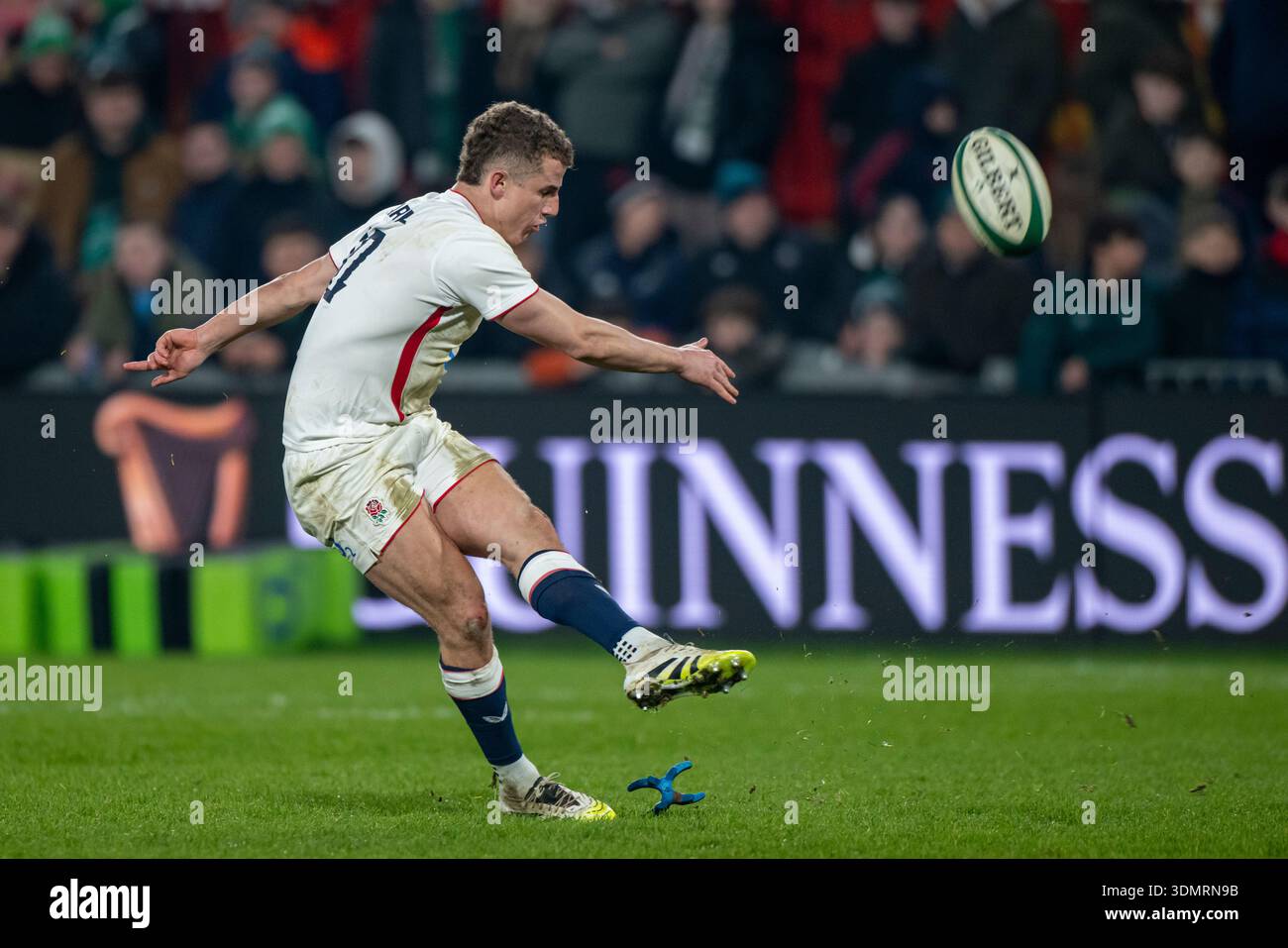 Billy Searle of England A kicks a conversion during the Ireland XV v ...
