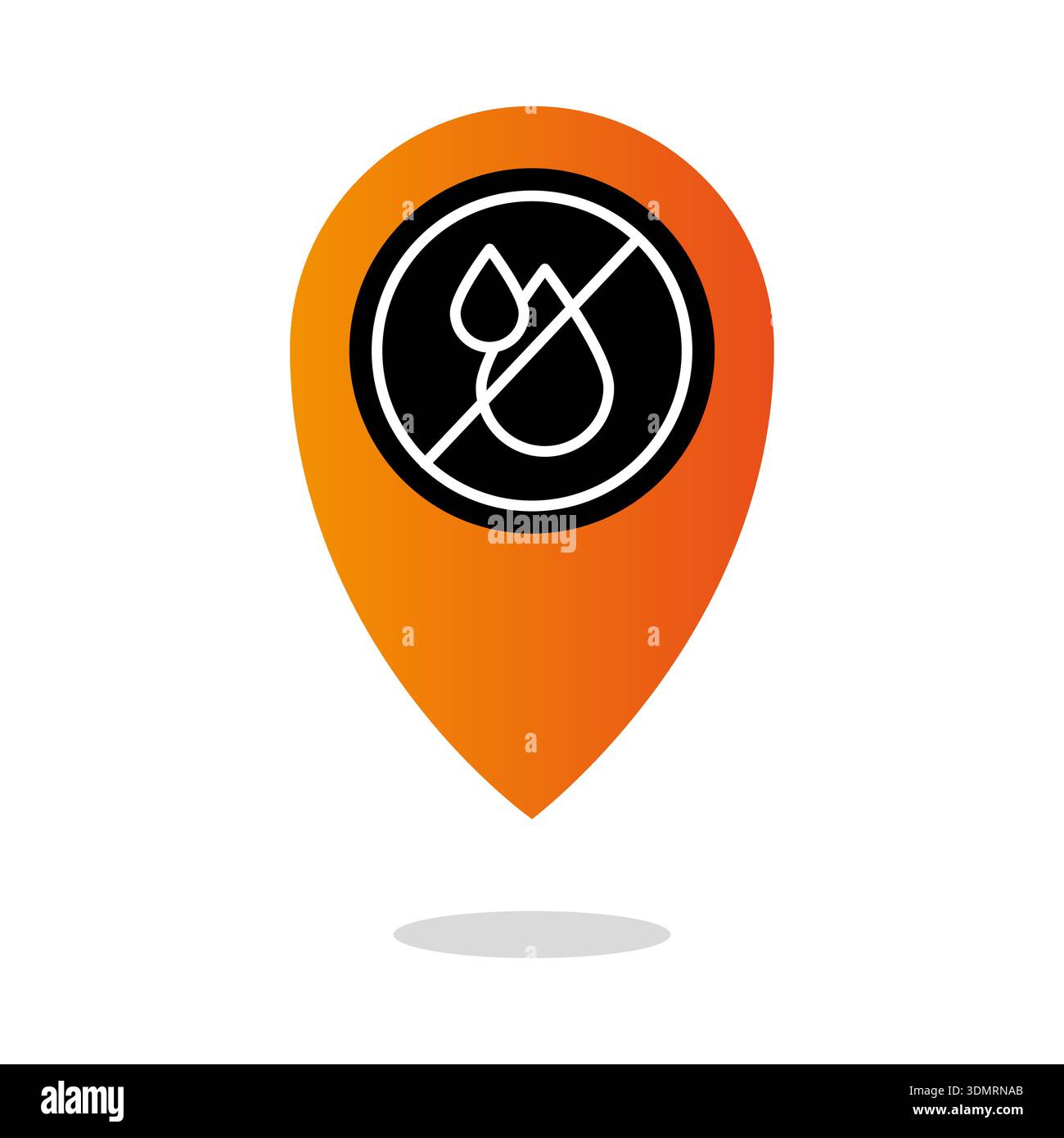 Water restricted marker. Crossed drop symbol. Vibrant orange Vector. Extraordinary drought alert. Stock Vector