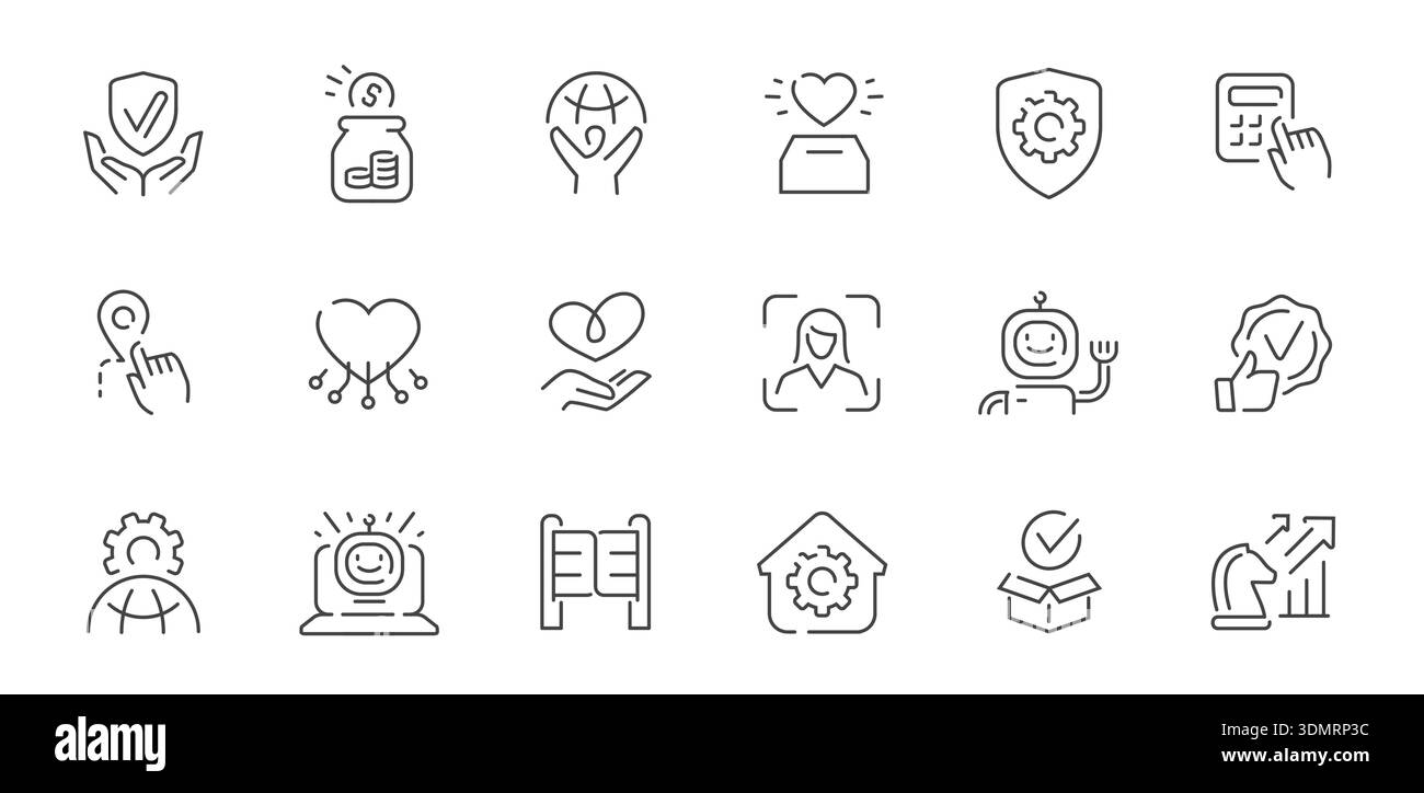 Business, ai line icons set for web, ui and saas. Linear style symbols vector collection Stock Vector