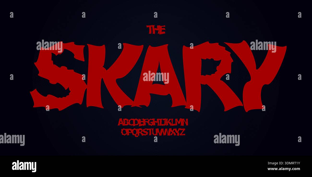 Cartoon Horror Font Logo Alphabet Creepy Letter Set Modern Typography ...
