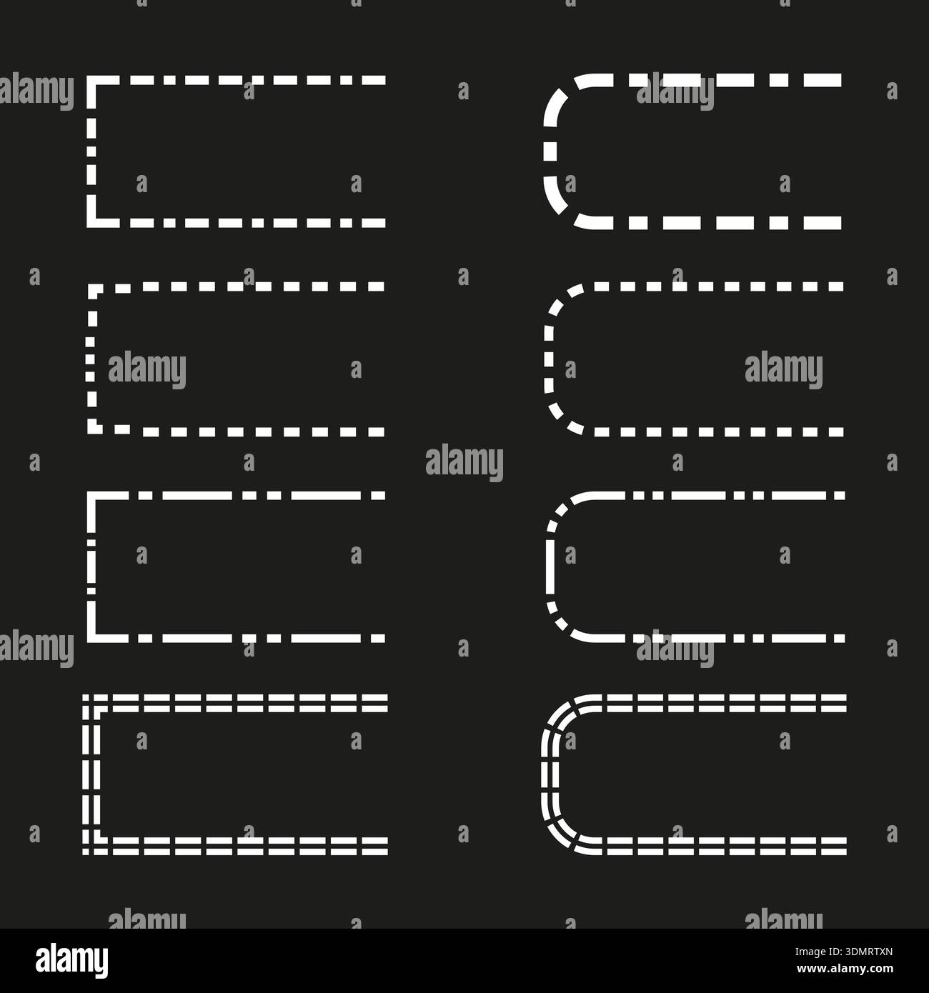 Extraordinary dashed frame. Rectangle border symbols. Sophisticated Vector illustration. Professional linear contours. EPS 10. Stock Vector