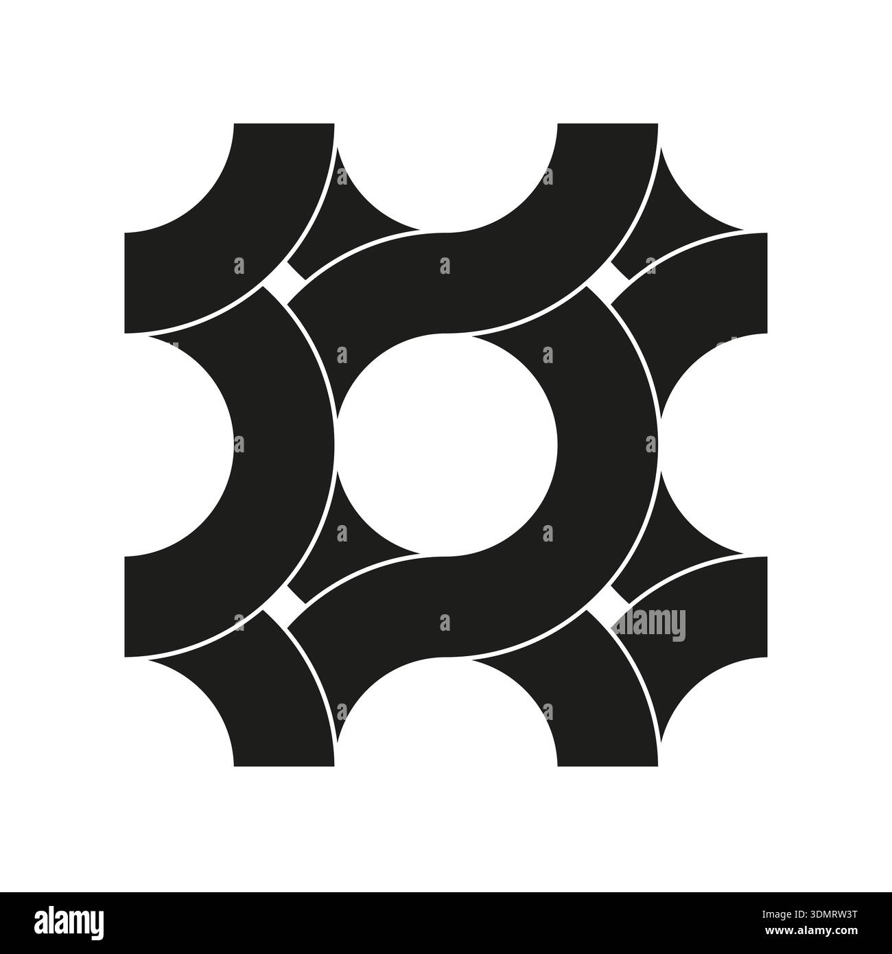 Sophisticated black patterns. Interlocking meshworks Vector. Abstracting rounded textures. Monochromatic circular structure system. EPS 10. Stock Vector