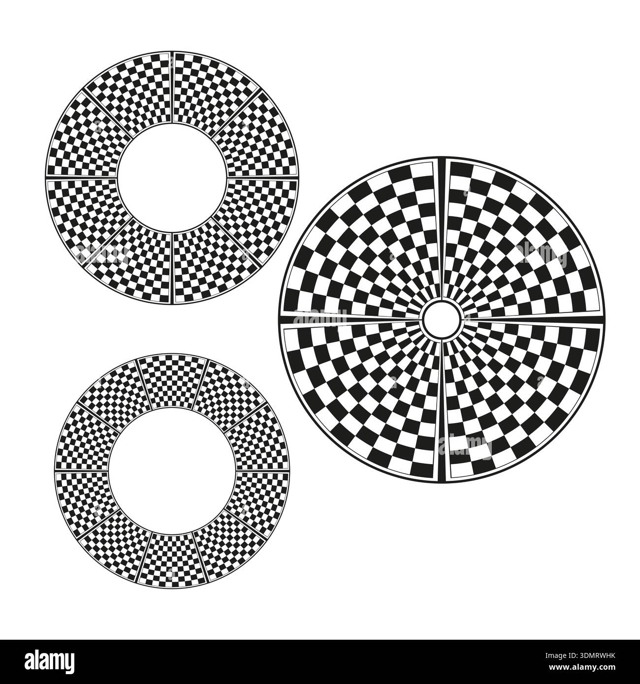 Extraordinary checkered icon. 3 three round symbols. Incredible vector ...