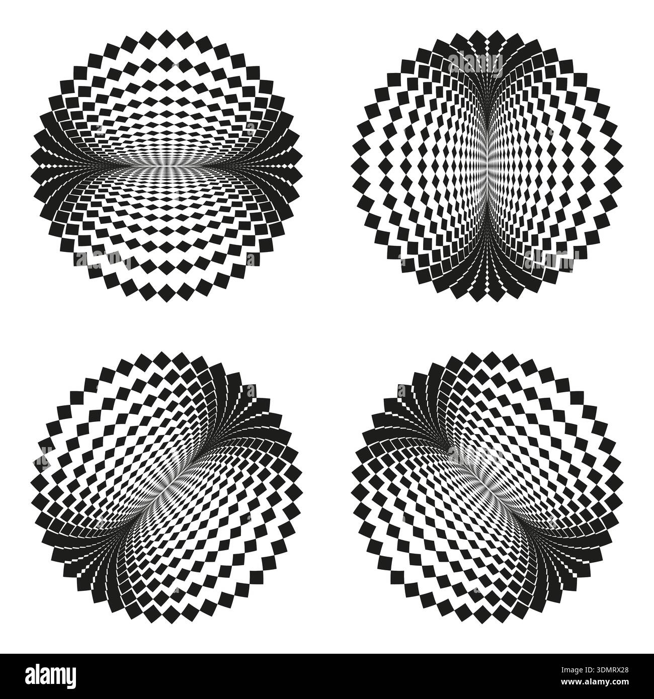Distortedly circling Vector. Number four 4. Squarely patterning variations. Abstractly globes symbols. EPS 10. Stock Vector