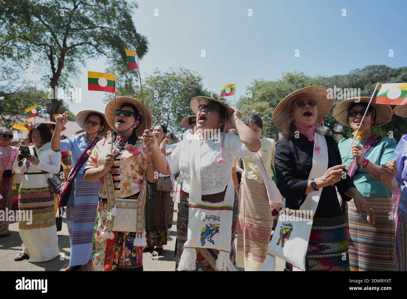 Shan Labour Ethnic Shan people cheer as they participate in the 79th anniversary ...