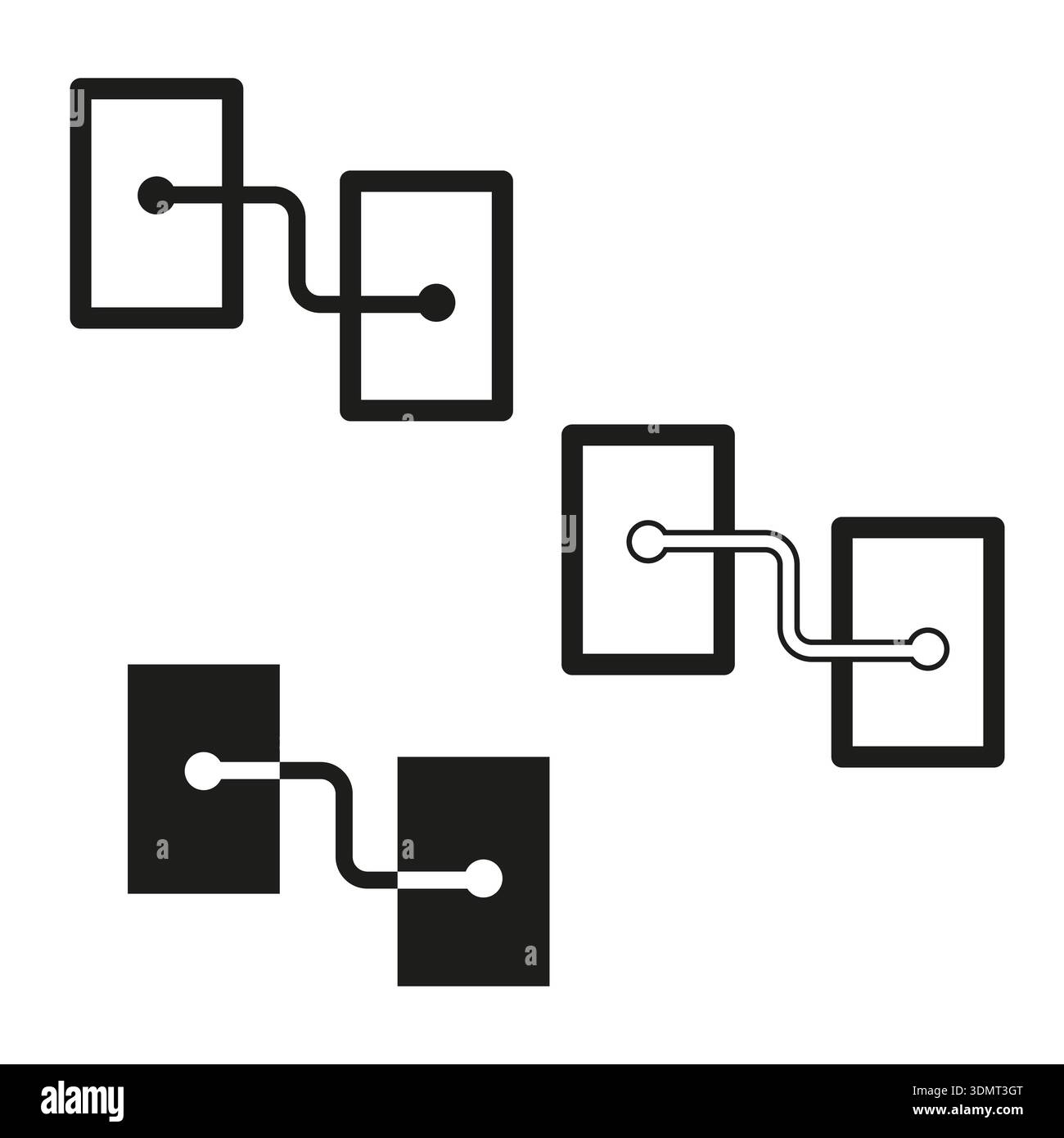 Flowchart node icon. Connected block map. Process diagram Vector ...