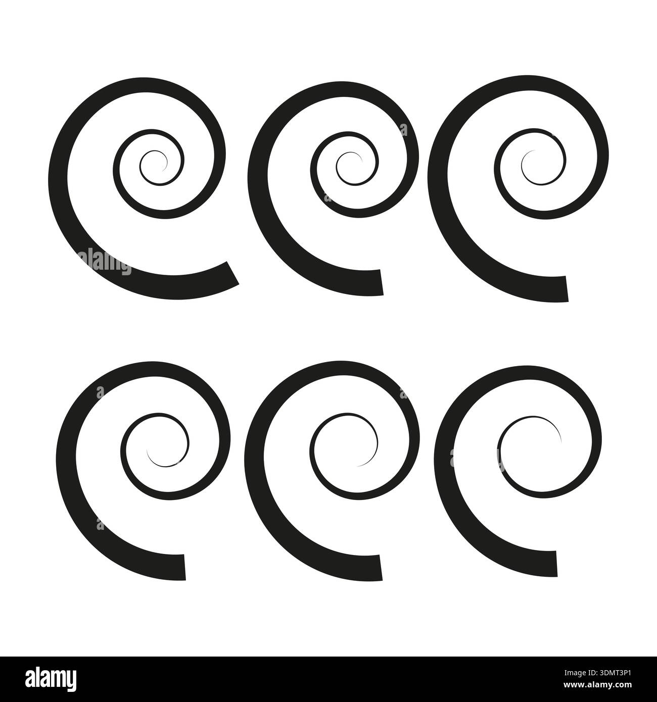 Spiral line icons. Swirl shape vector. Coil curve set. Rotation art ...