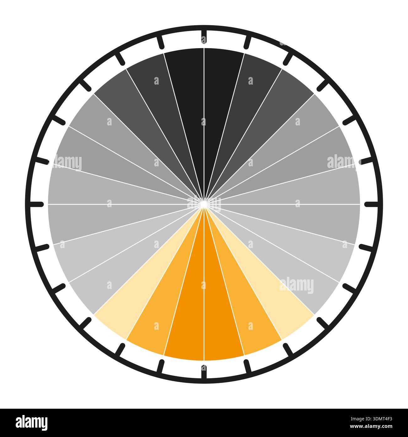Round chart icon. Orange sector focus. Pie graph Vector. Circle diagram. EPS 10. Stock Vector