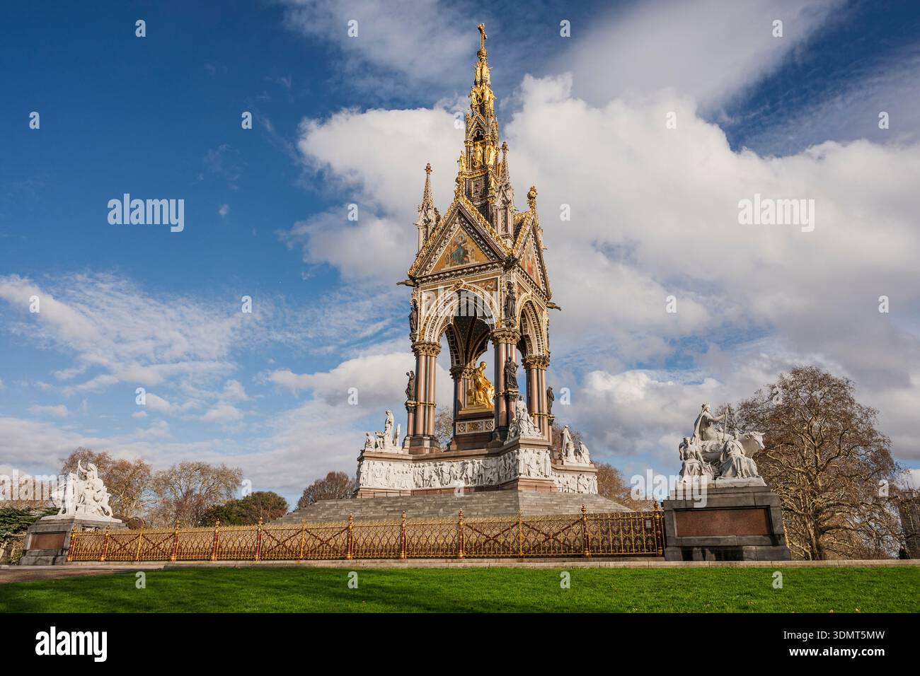 The Prince Albert Memorial, opposite the Royal Albert Hall in Kensington Gardens, London. Stock Photo