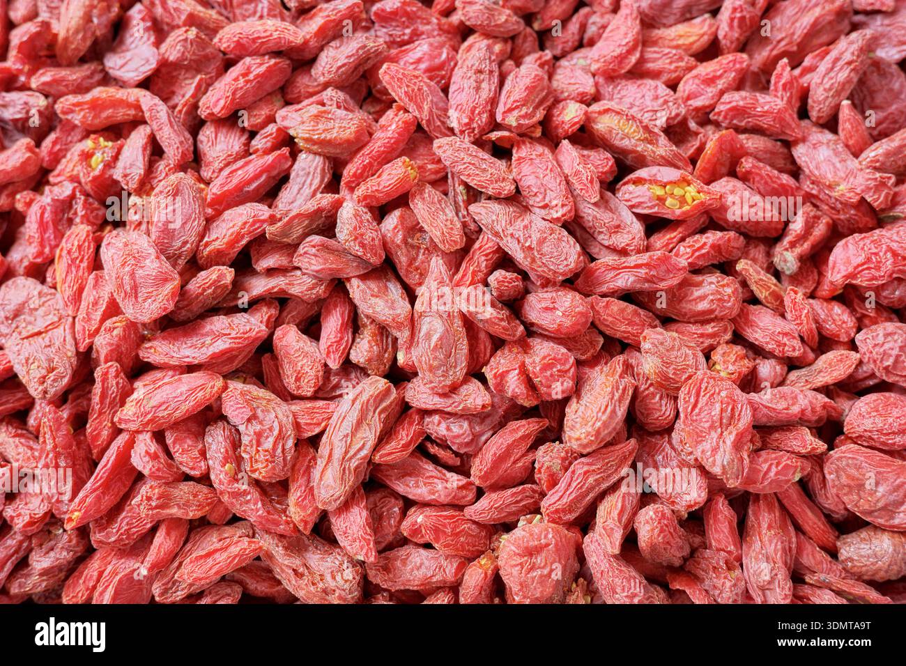 Close up photo of dried goji berries, selective focus. Stock Photo
