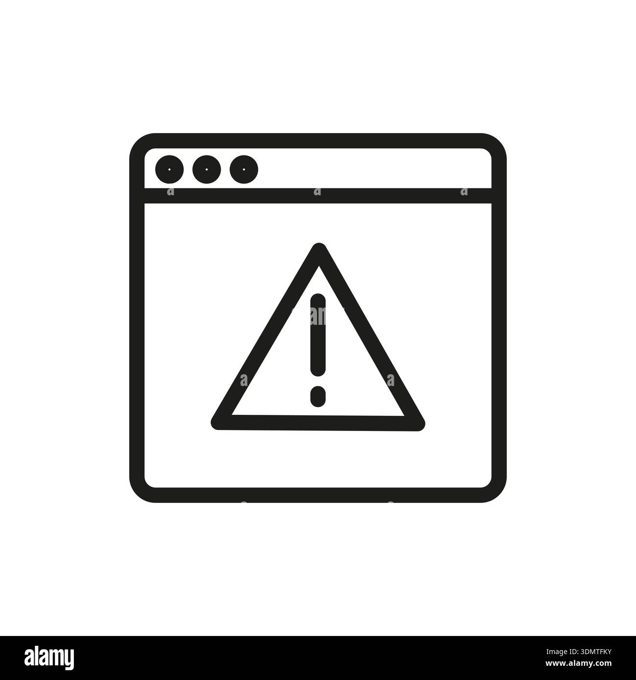 Warning window icon. Error notification symbol. Internet browser Vector screen. System alert message Stock Vector