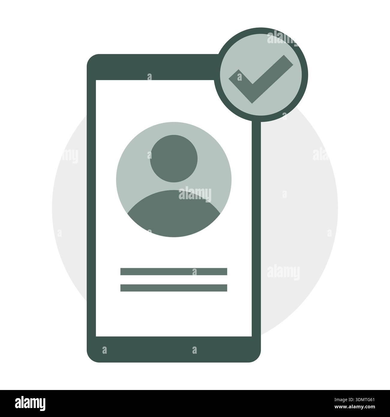 Smartphone profile icon. Identification account Vector. Verification checkmark symbol. Personal application element Stock Vector