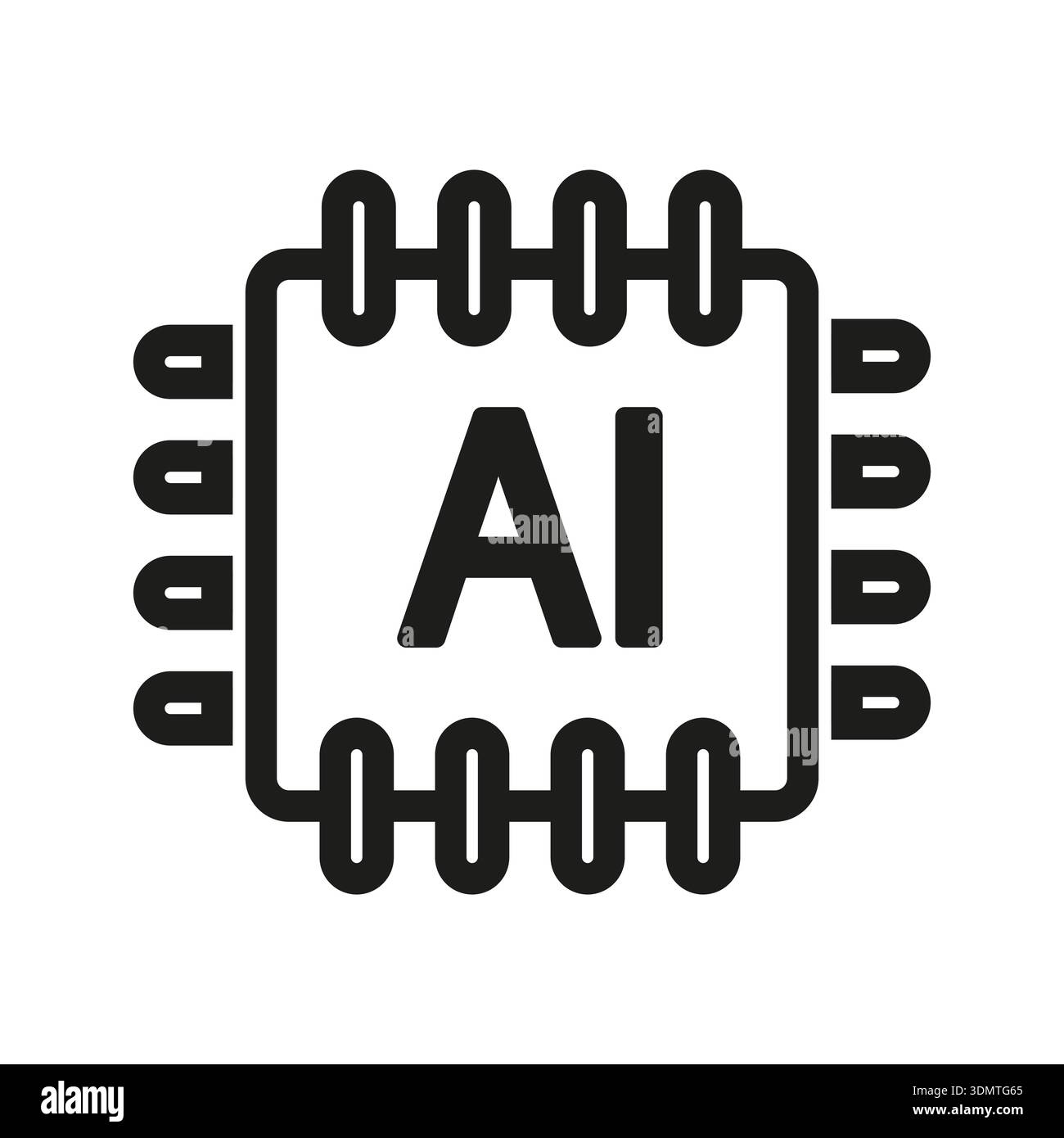 Chip icon symbol. Artificial Intelligence AI. Computer Vector processor ...
