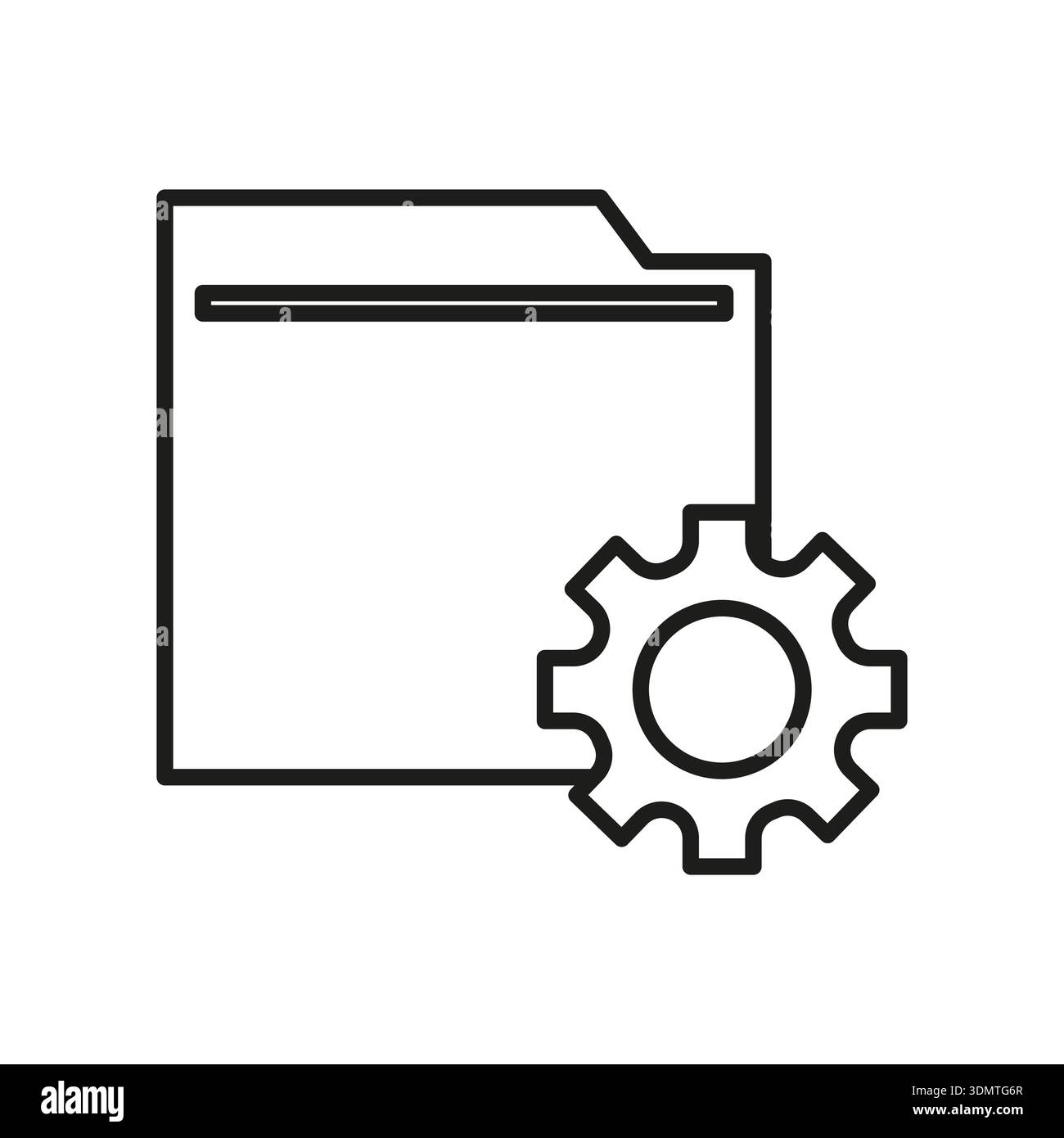 Folder icon symbol. Black gear settings. Data management Vector. File configuration option. Stock Vector
