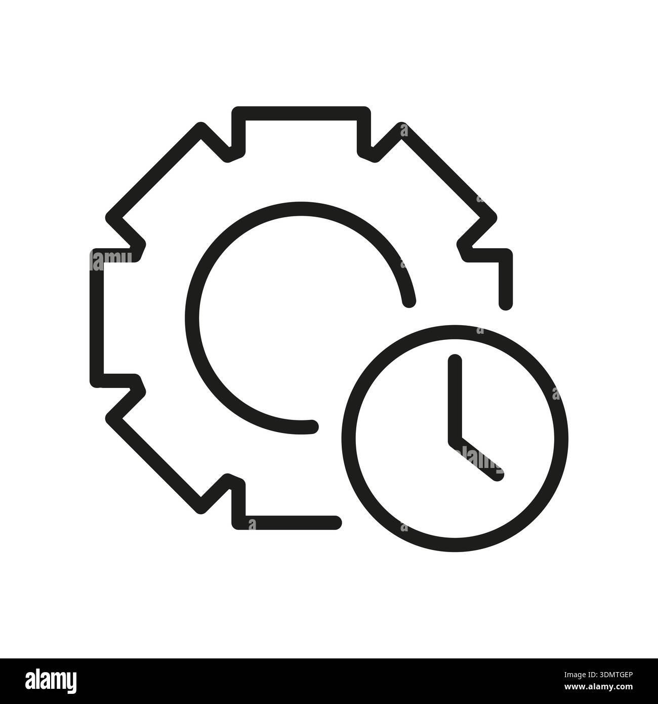 Time management icon. Process settings symbol. Clock gear Vector. Work ...