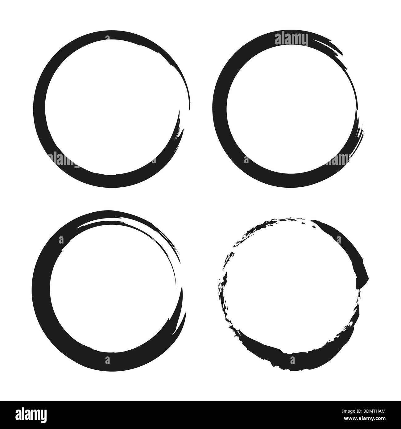 Ring frame layout. Round ink shapes. Grunge vector border. Circle loop design. Stock Vector