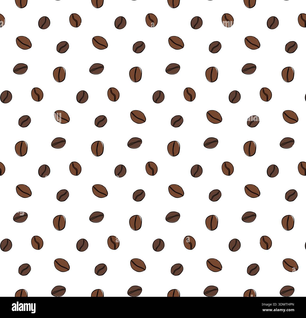 Vector coffee pattern with random beans. Cafe seamless pattern. hand drawn illustration. Vector graphic line ink colored art. coffee background. Coffe Stock Vector
