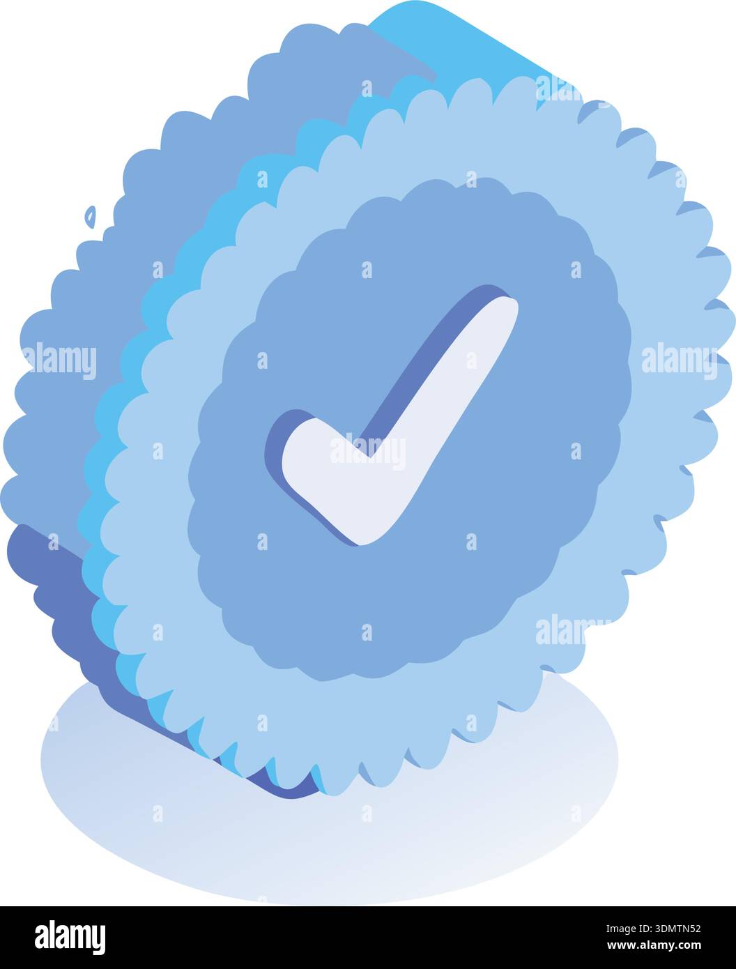 Features Check Icon A blue check mark badge in isometric view. The transparent background ...
