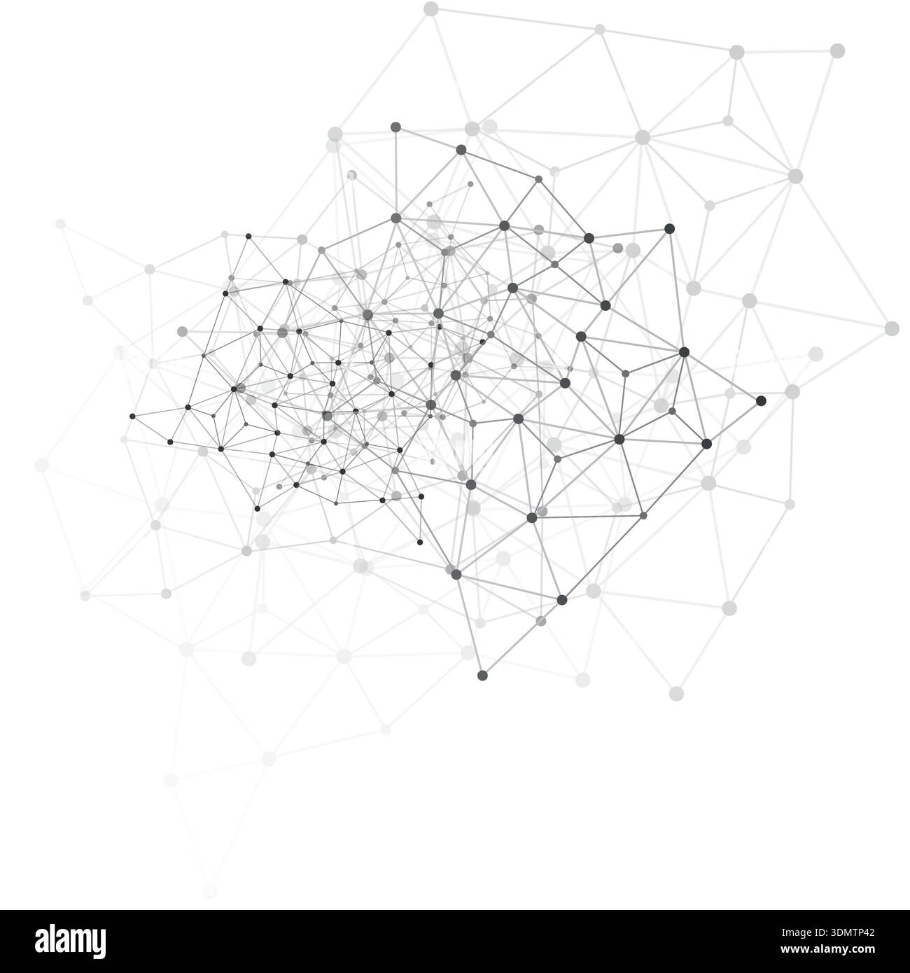 Abstract Black and White Modern Cloud Computing and Global Digital Network Connections, IT or Technology Concept, Polygonal Grid, Wire Frame Isolated Stock Vector