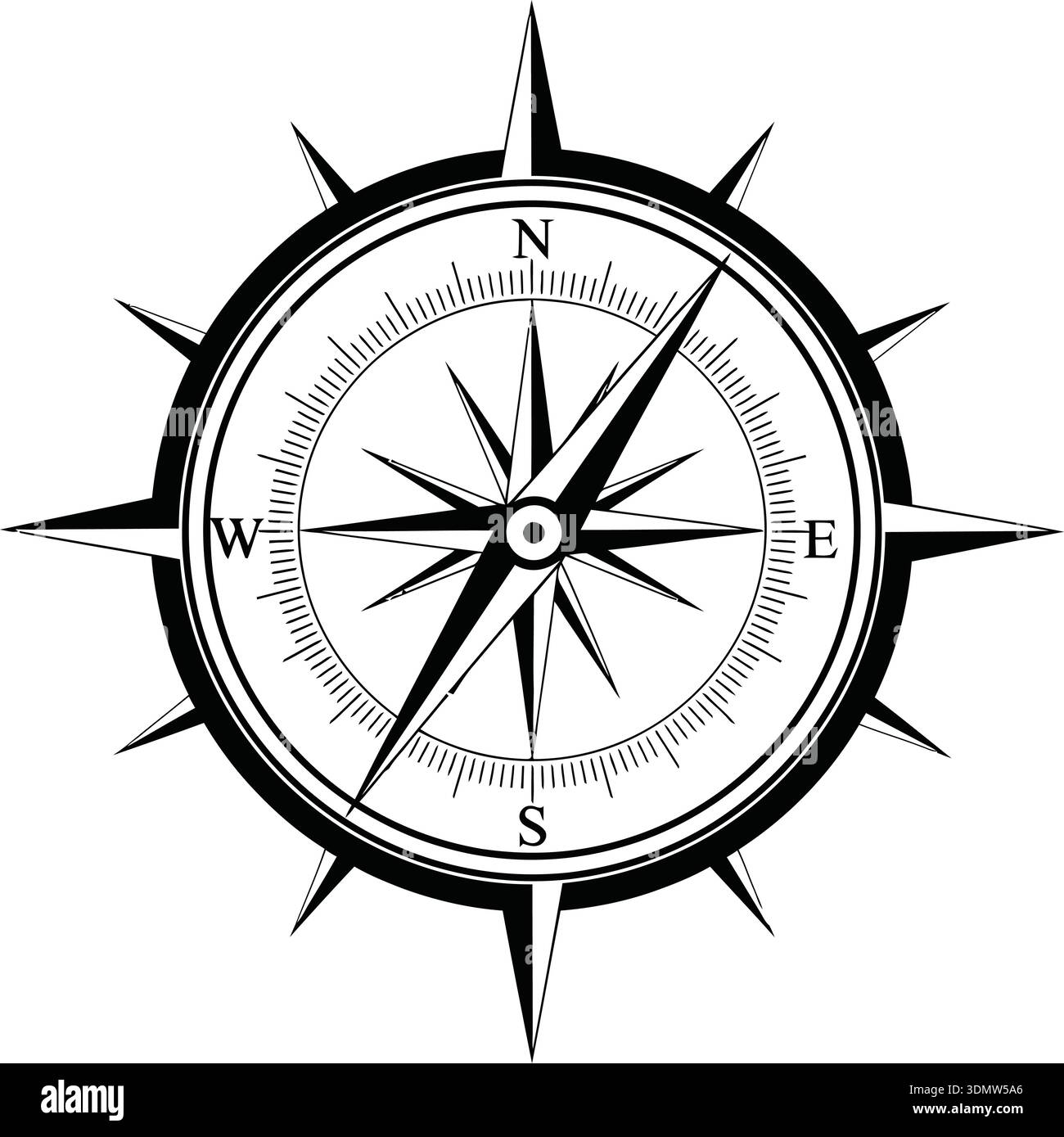 A detailed compass rose with many points and markings. The rose is ...