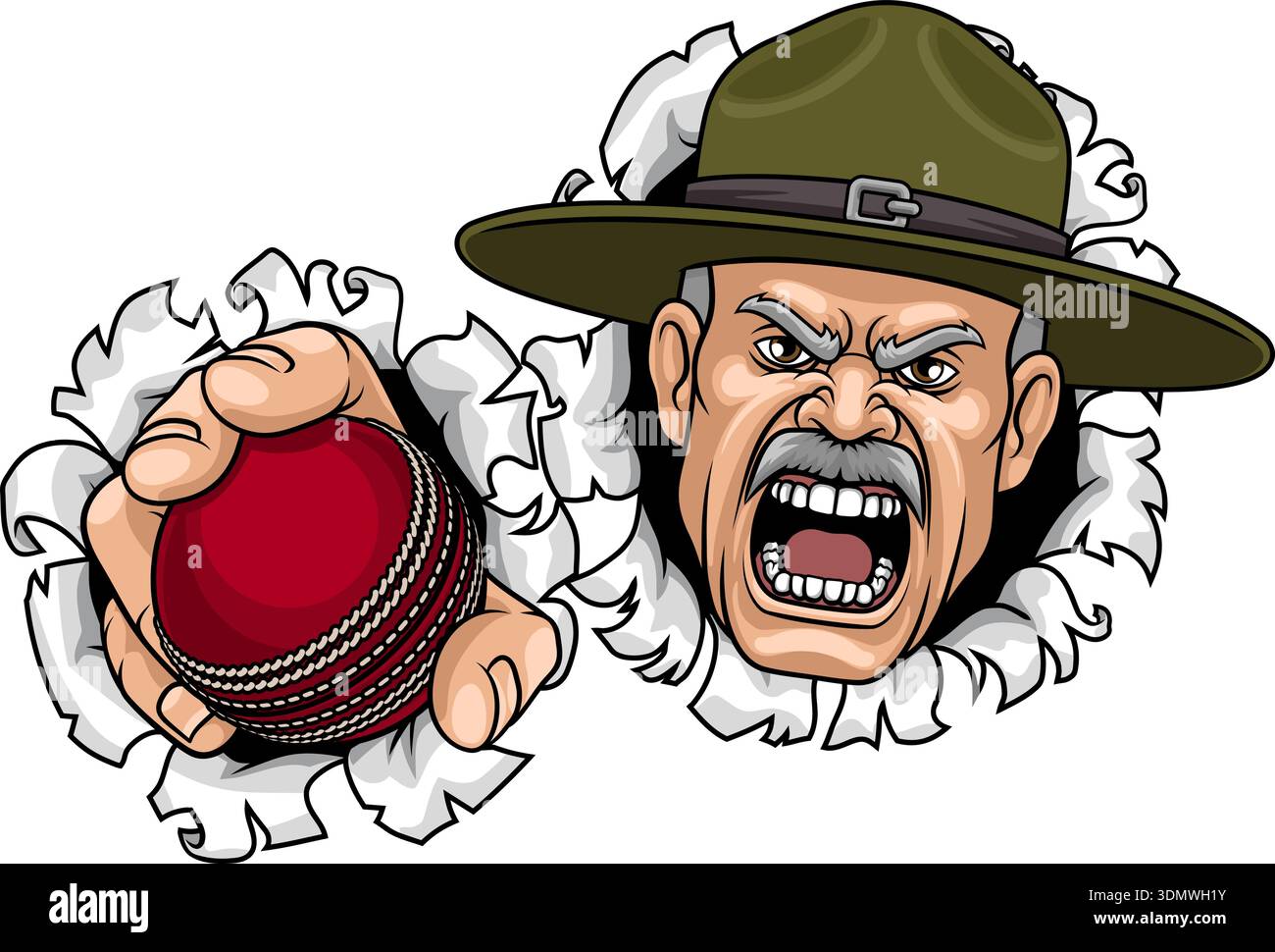 Drill Instructor Sergeant Bootcamp Cricket Mascot Stock Vector
